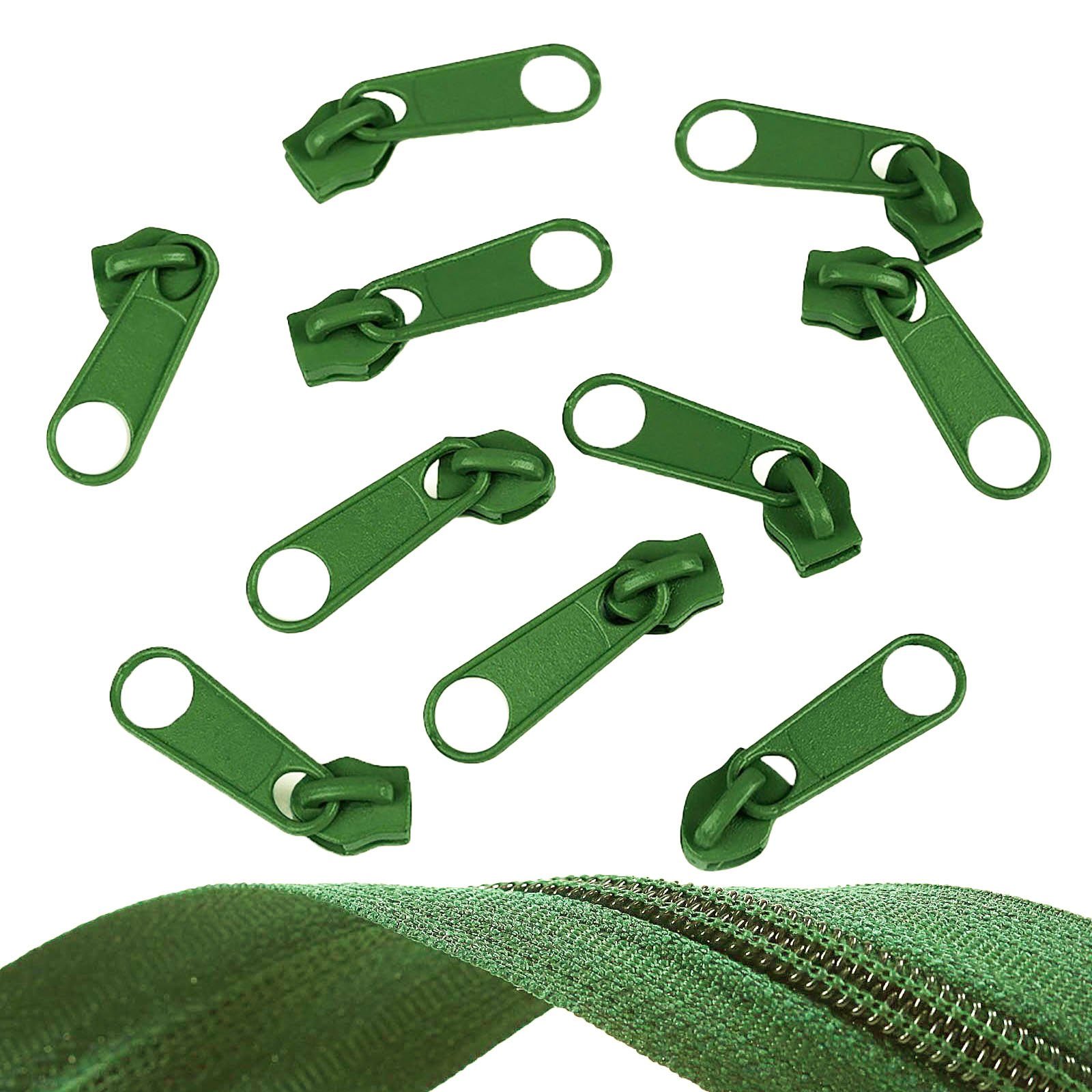 maDDma Reißverschluss 10 Reißverschluss Zipper für Endlosreißverschluss, 5mm, bambusgrün