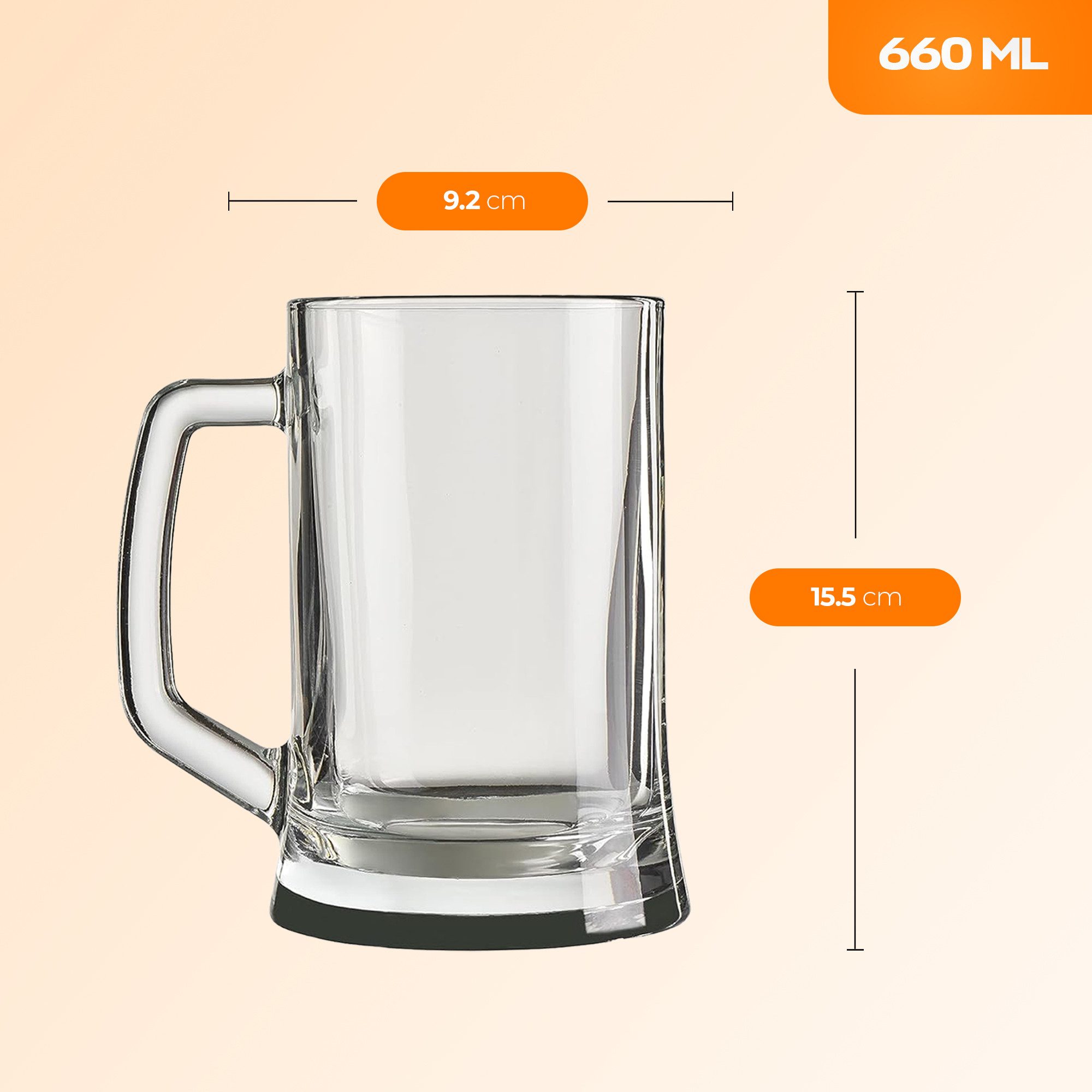 Pasabahce Gläser-Set Pub Bierkrug, 2-tlg., Glas, 2er Set, 660ml, ideal für Bier, Radler, Softdrinks & Mixgetränke