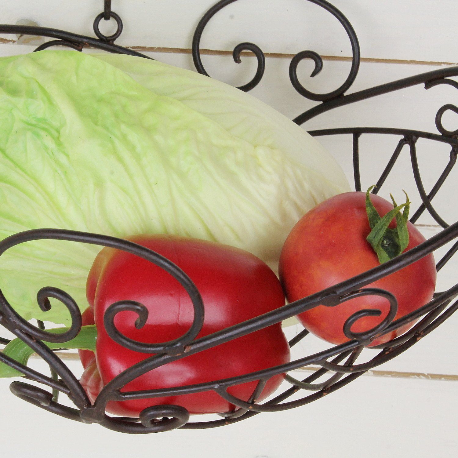 Macosa Home Hängekorb Hängekorb 2 TLG. Dunkelrostfarben Landhaus Ablagekörbe Küchenampel, hängend Obst Hängekorb Küche Obstampel Deko-Korb zum Hängen
