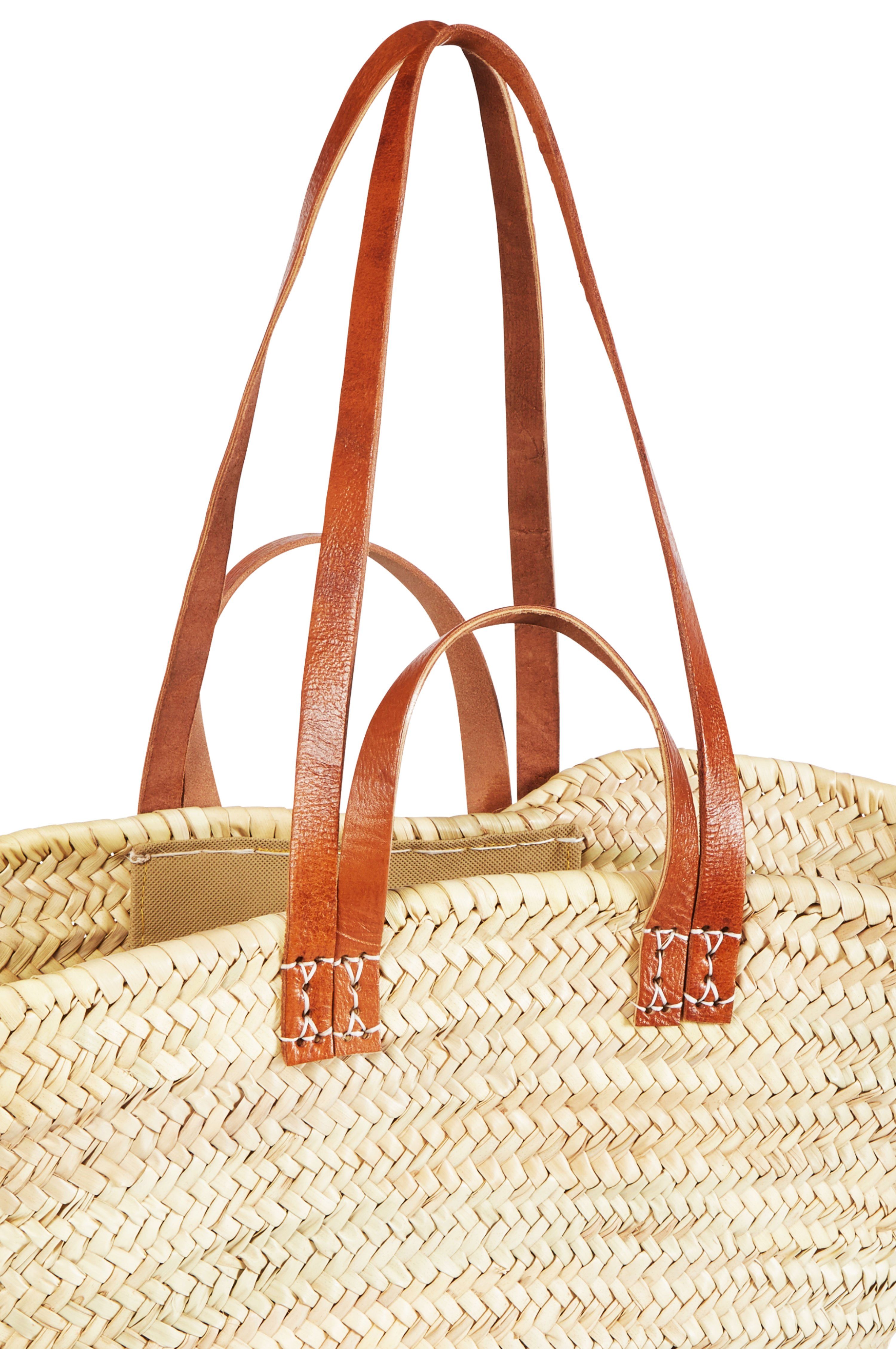 Marrakesch Orient & Mediterran Interior Korbtasche Ibiza Korbtasche Strandtasche Palmera gross (1-tlg), Handarbeit, echtes Leder