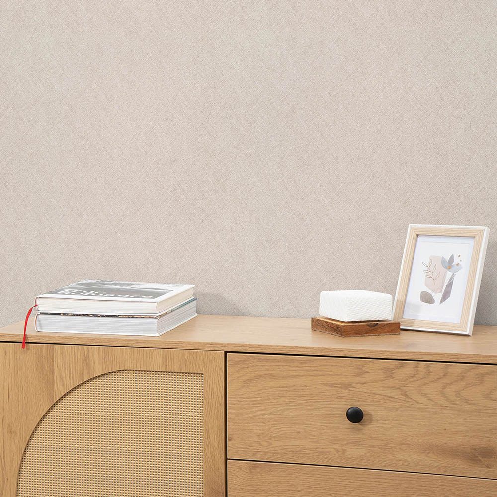 Erismann Vliestapete Fischgrätenmuster Grafik Einfarbig Beige Rosa 10589-05 Pure Harmony