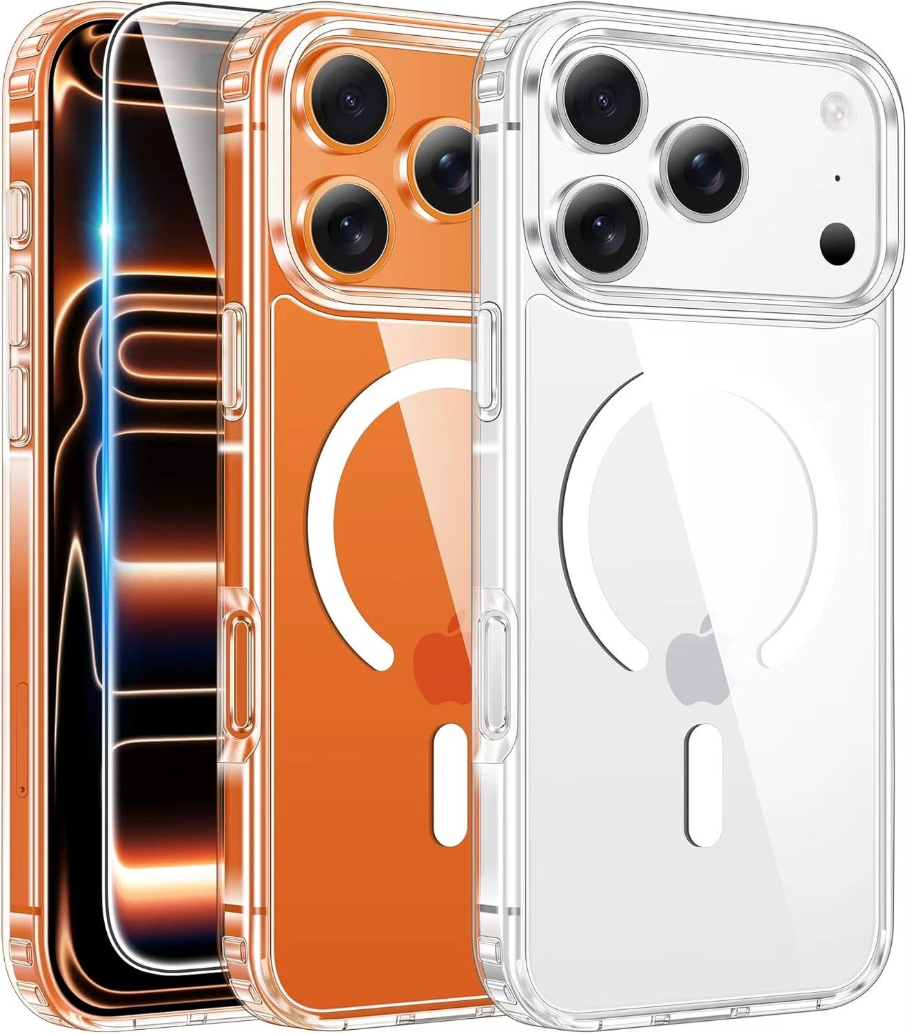 MORRENT Handyhülle Magnetisch hülle für iPhone 17 Pro mit 2x Anti-Spy Panzerglas, antispyglass, magnetisch hülle