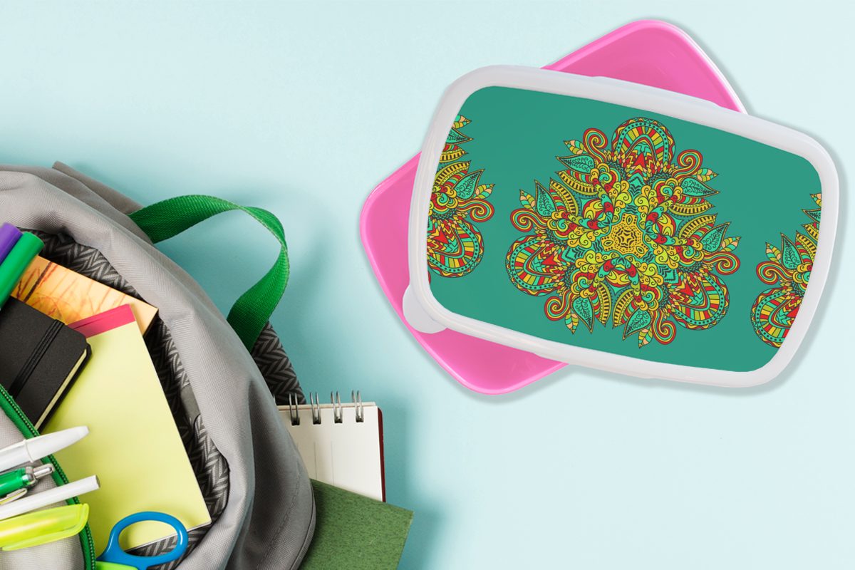 Kinder, rosa Brotbox Locken (2-tlg), Muster - für Brotdose Snackbox, Kunststoff - Mädchen, Lunchbox Kunststoff, Erwachsene, Folklore, MuchoWow