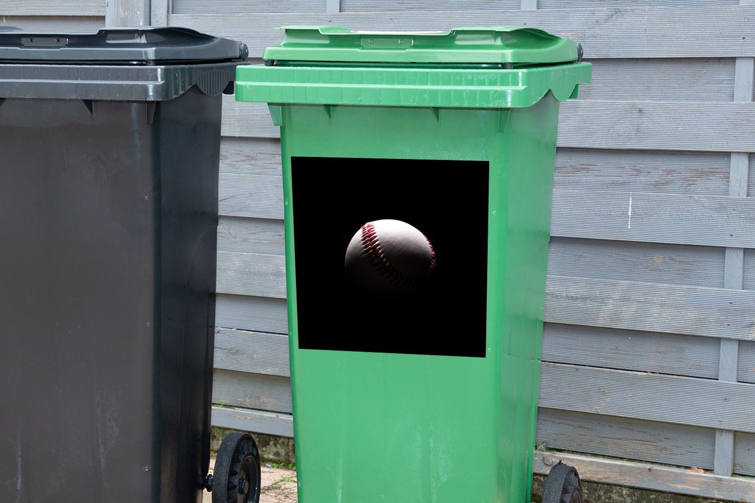Hintergrund Abfalbehälter Sticker, Wandsticker Ein St), Mülltonne, Container, Mülleimer-aufkleber, Baseball (1 schwarzem MuchoWow auf