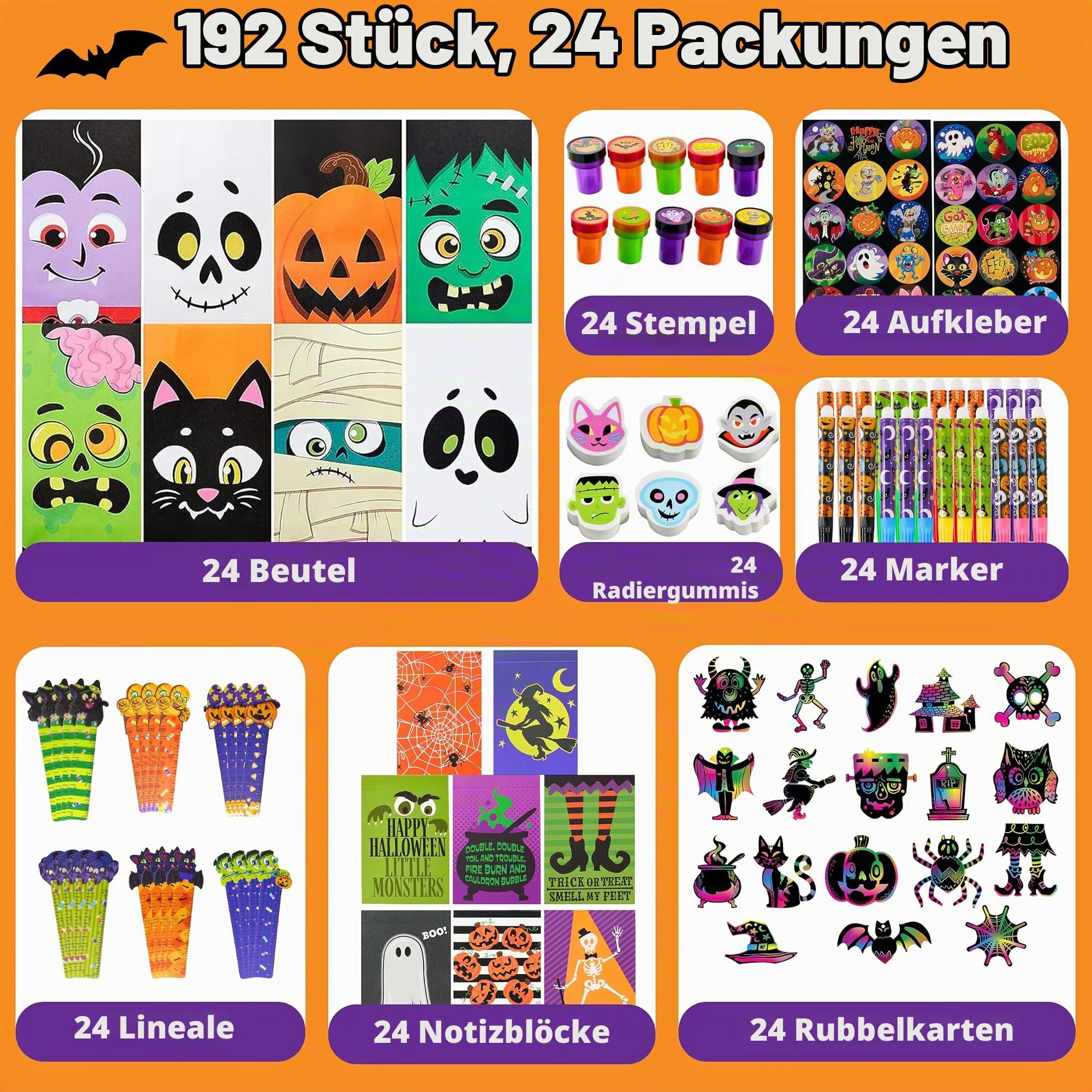 JOYIN Bleistift JOYIN 192-tlg. Halloween Briefpapier Set, für Kinder Party Schule – Bild 2 von 5