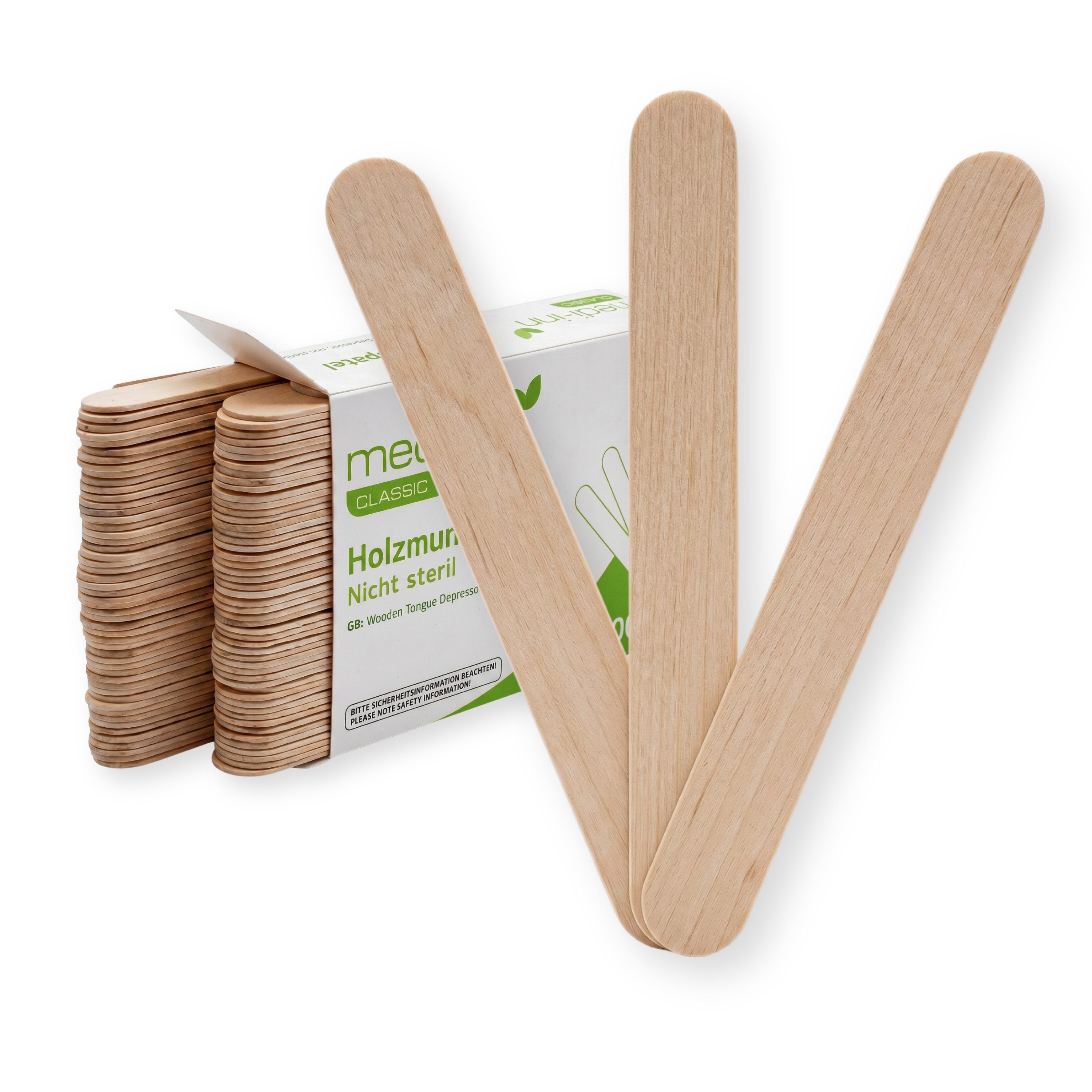 Medi-Inn CLASSIC Mundpflegecenter Mundspatel aus Holz, Holzspatel, unsteril, 100-tlg.