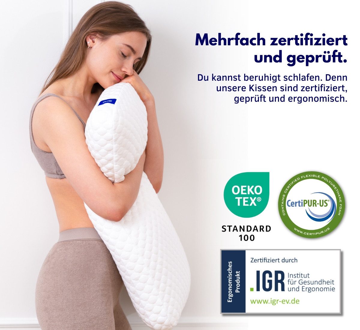 SLEEPI Nackenstützkissen Comfort, Füllung: Viscoschaum (Memory Foam), Rückenschläfer, Seitenschläfer, Bauchschläfer, Set, Optimale Druckentlastung & Nackenunterstützung - Orthopädisches Kissen
