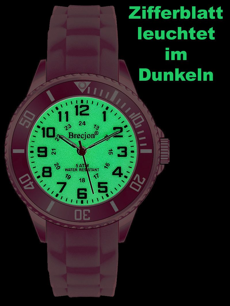 Brecjon Quarzuhr Kinder Armbanduhr glow in the dark 5ATM Silikon, kostenloser Versand