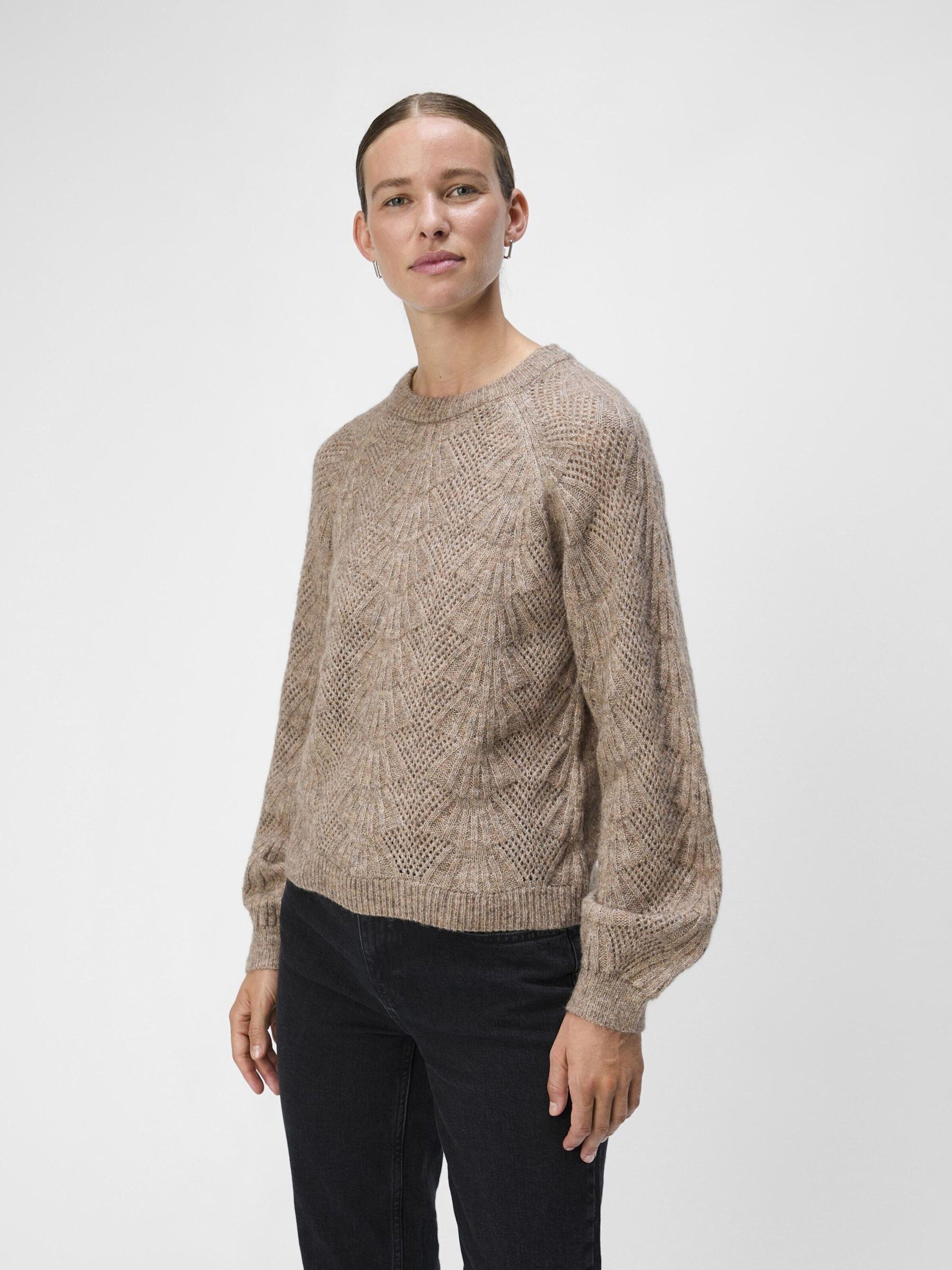 Object Strickpullover OBJFLORA (1-tlg) Lochmuster