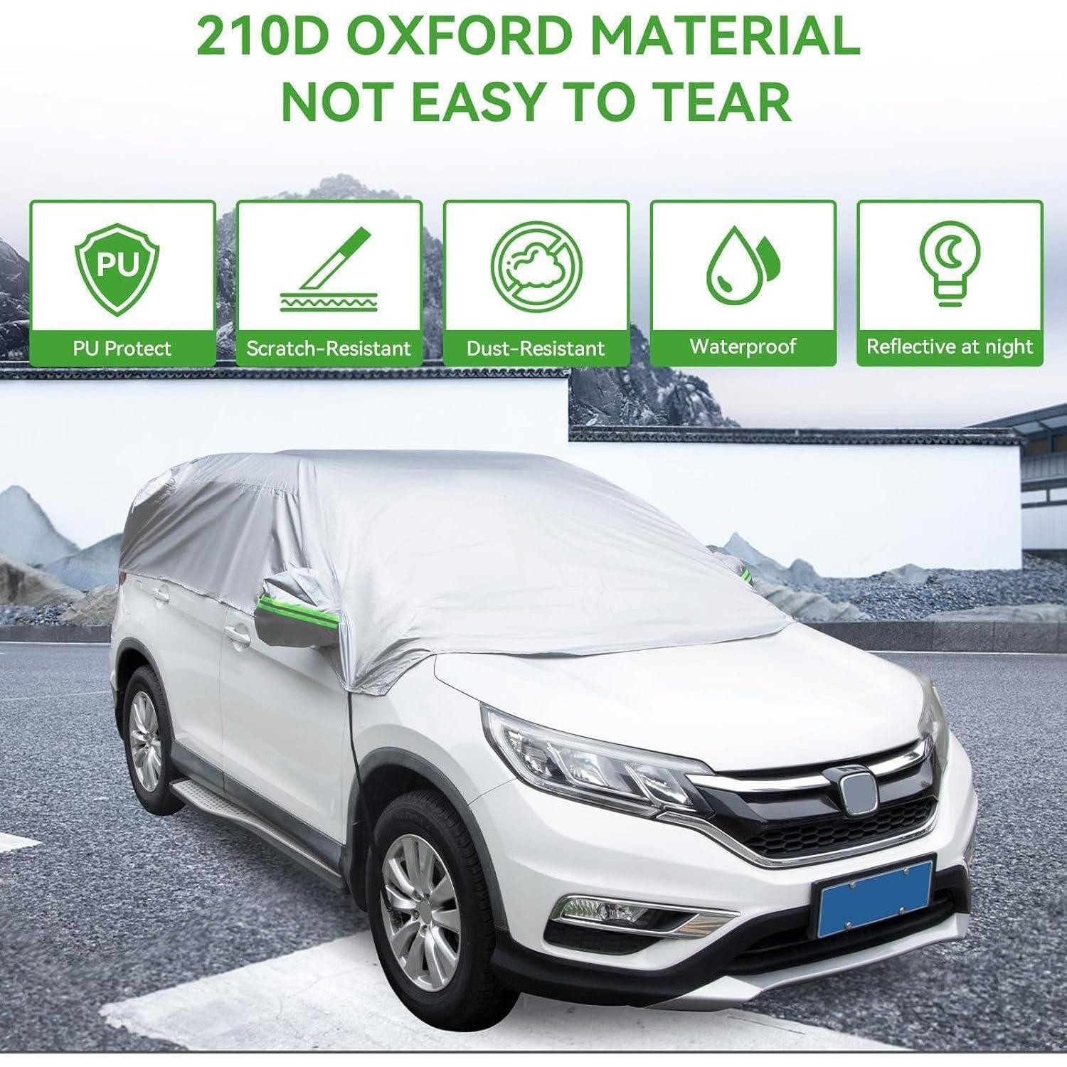 LuxusKollektion Autoplane Halbgarage Auto SUV Wasserdicht Outdoor Winter Haken Riemen Silber