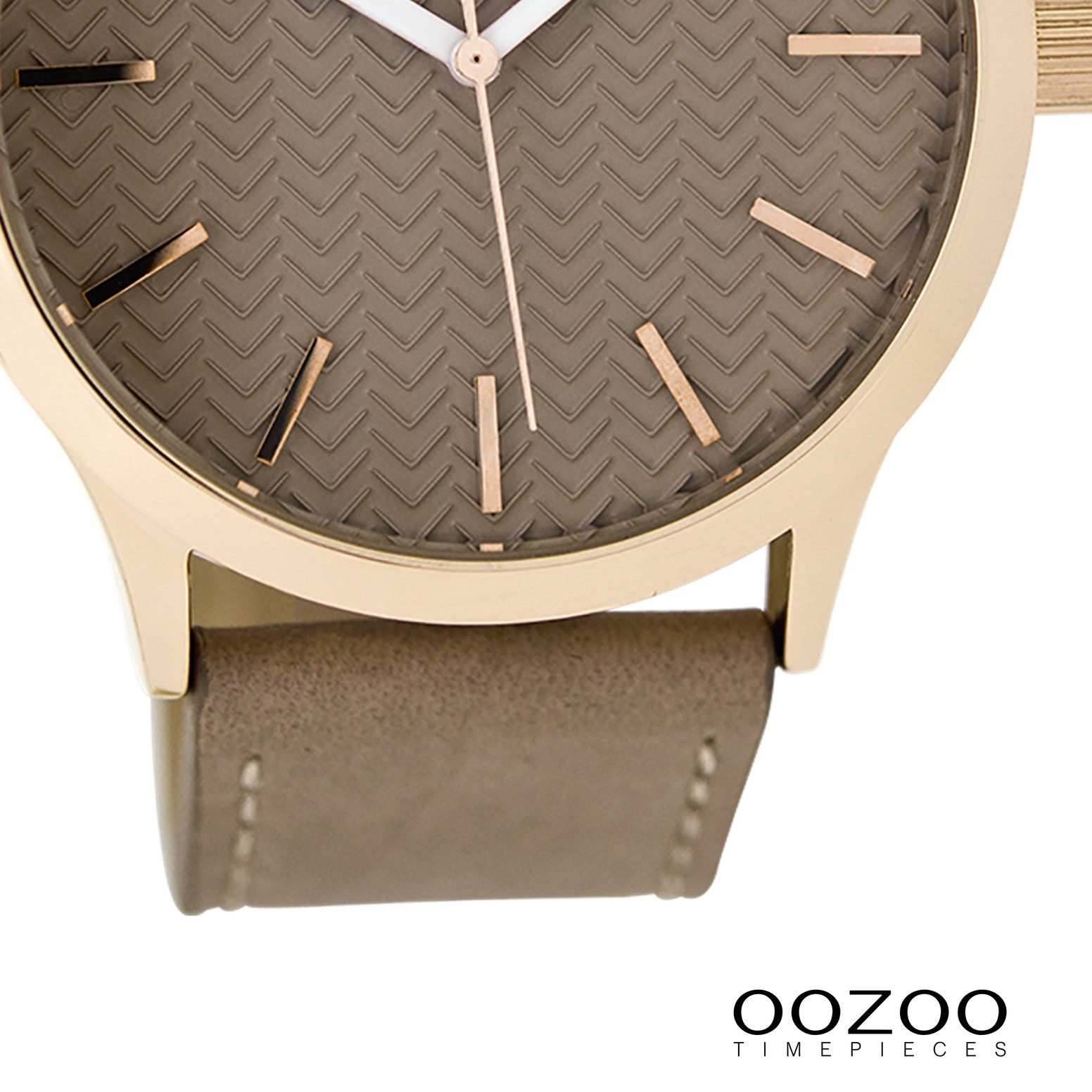 OOZOO Quarzuhr Oozoo Damen Uhr Casual matt Leder, (Analoguhr), Damenuhr rund, groß (ca. 45mm) Lederarmband, Casual-Style