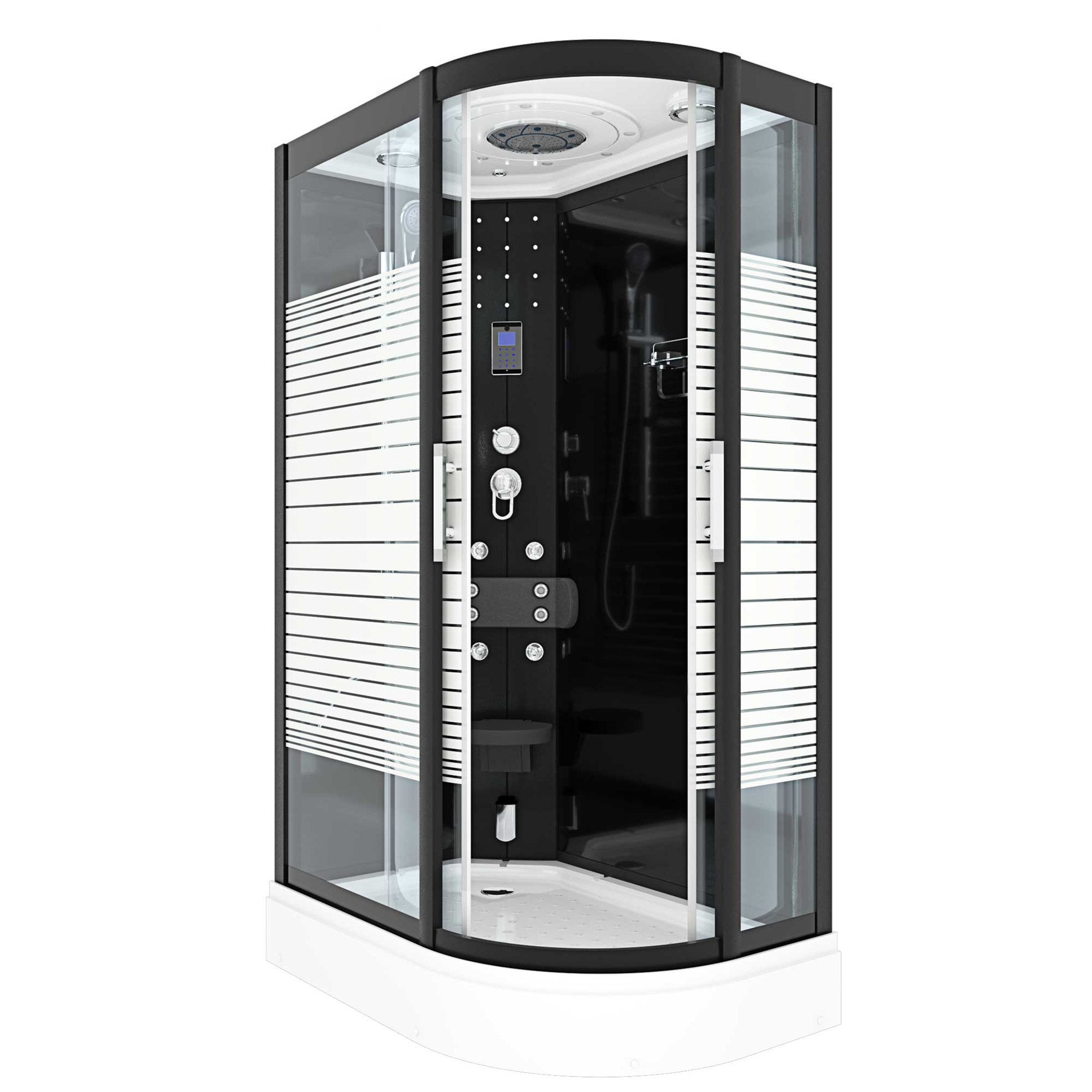 AcquaVapore Dampfdusche Dampfdusche Dusche D30-73M2R Schwarz 80x120, Sicherheitsglas ESG