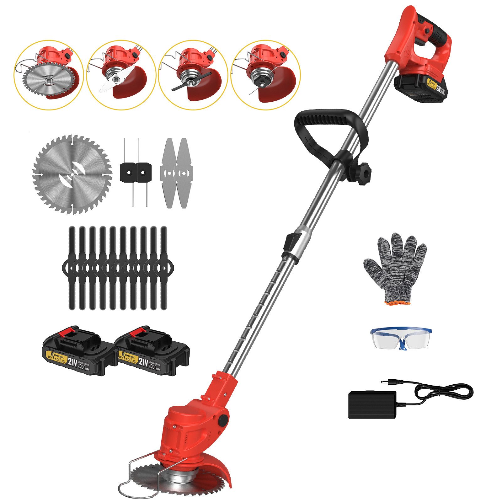 CONENTOOL Akku-Rasentrimmer mit verstellbarem Teleskopstiel, 15 cm Arbeitsb günstig online kaufen