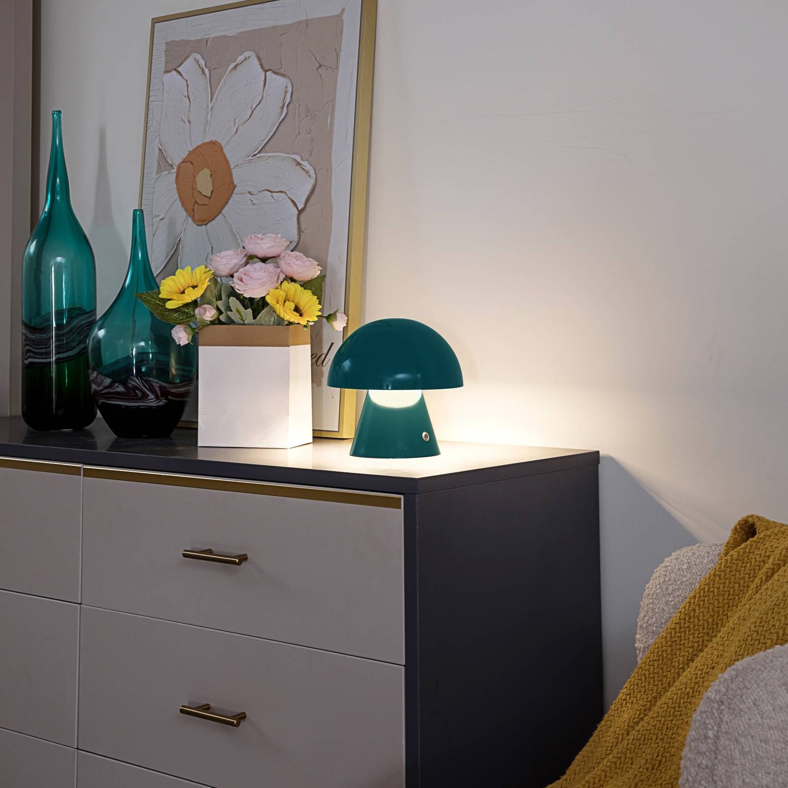 Lindby Tischleuchte Nevijo, LED, Metall, Grün warmweiß IP20, 1 x 2,4 W LED, warmweiß