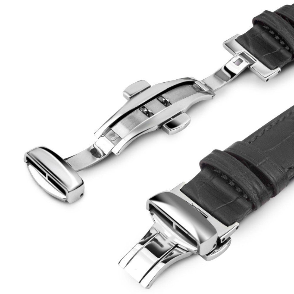 CoverKingz 49/45/44/42mm Edelstahl Smartwatch-Armband Series, 2/Ultra/9/8/7/6/SE/5/4/3 Faltschließe Serie Leder Ultra Band Armband Watch Apple für Lederband