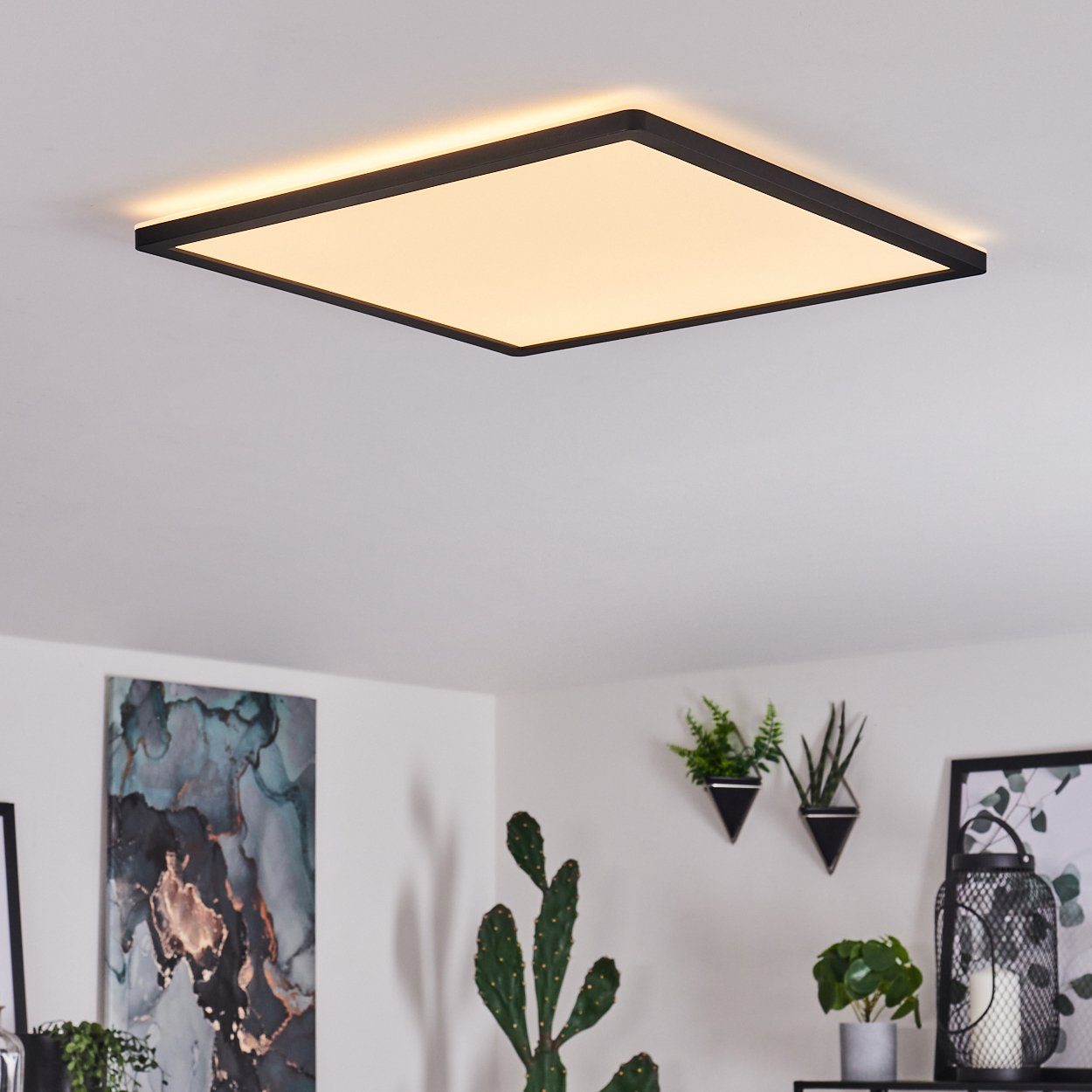 herkömmlichen 2300 Lumen, dimmbare »Siusi« Schwarz/Opal, Deckenlampe 24 Watt, Lichtschalter 3000 in über Deckenleuchte Kunststoff hofstein dimmbar Kelvin, aus