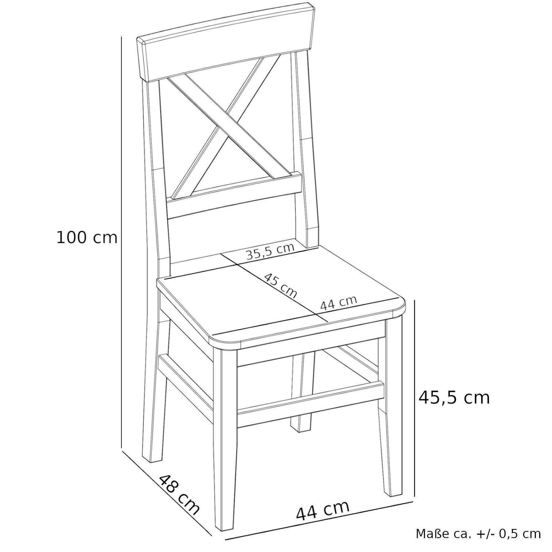 Stühle Küchenstuhl Massivholzstuhl Esszimmerstuhl ERST-HOLZ Esszimmerstuhl Kiefer 2 Doppelpack