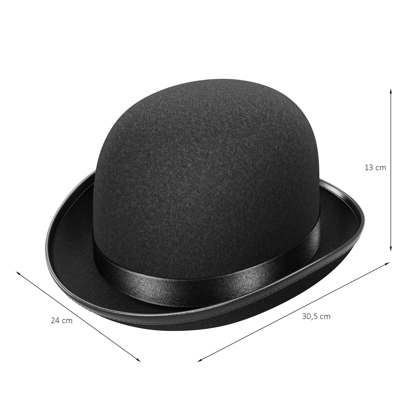 Wellgro Zylinder 2x Hut Melone schwarz mit Satinband für Erwachsene günstig online kaufen