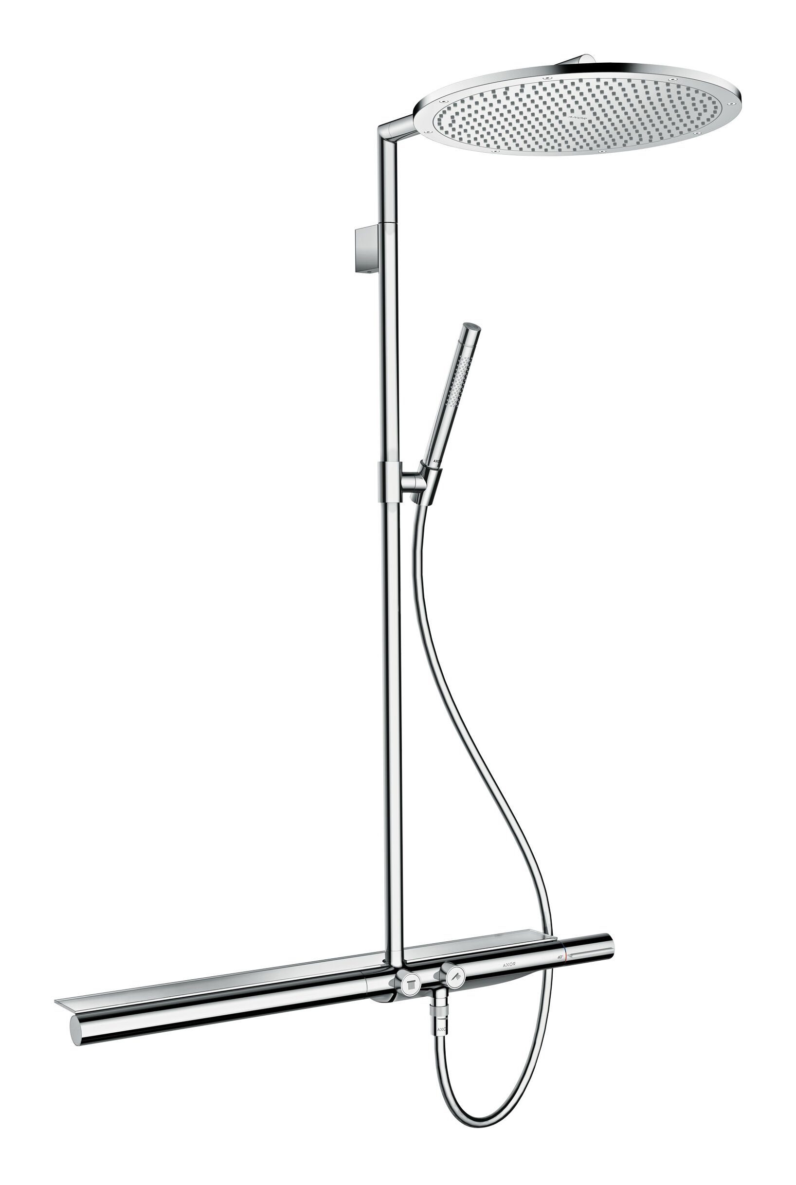 hansgrohe Brausegarnitur Axor ShowerSolutions Showerpipe, Mit Thermostat 800 und Kopfbrause 350 1jet - Chrom