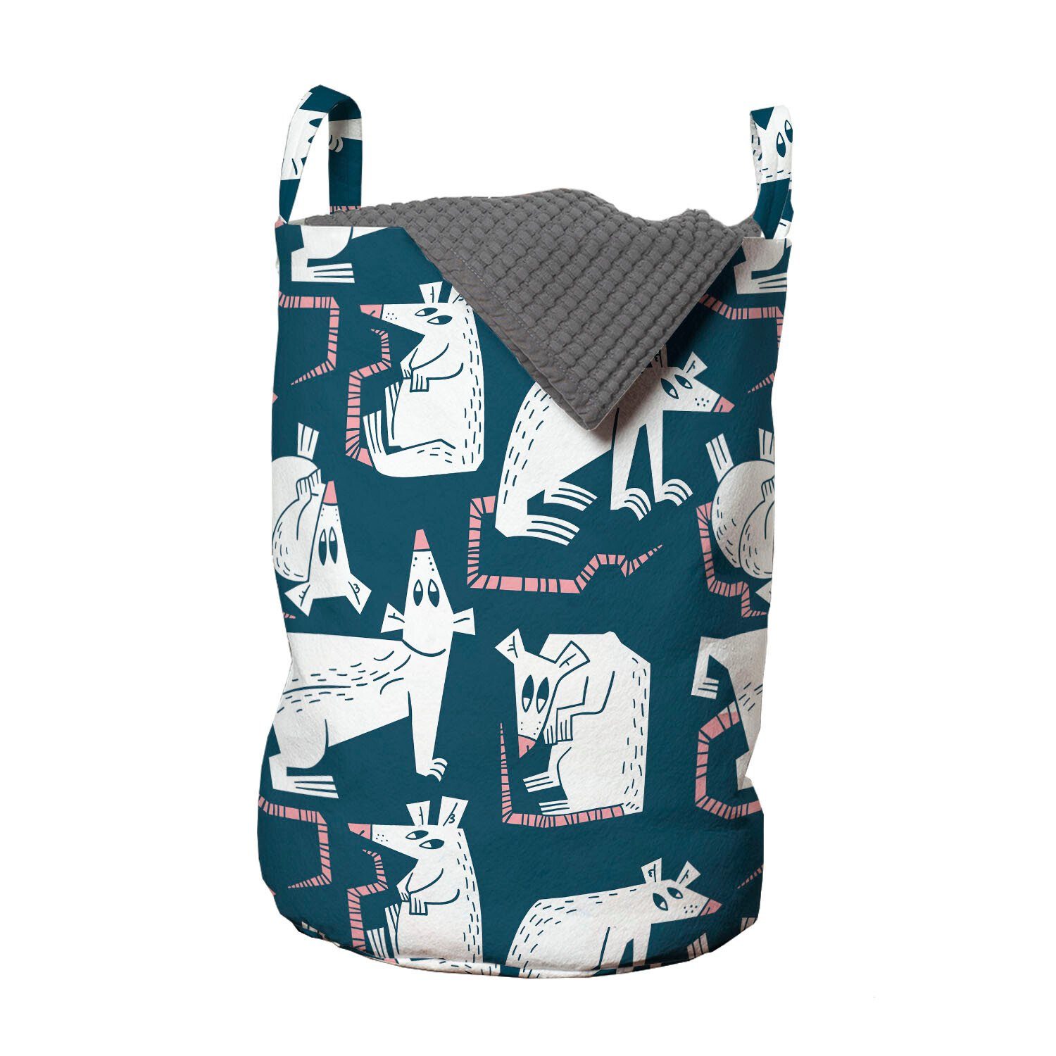 Abakuhaus Wäschesäckchen Wäschekorb mit Griffen Kordelzugverschluss für Waschsalons, Ratten Cartoon-Maus-Muster