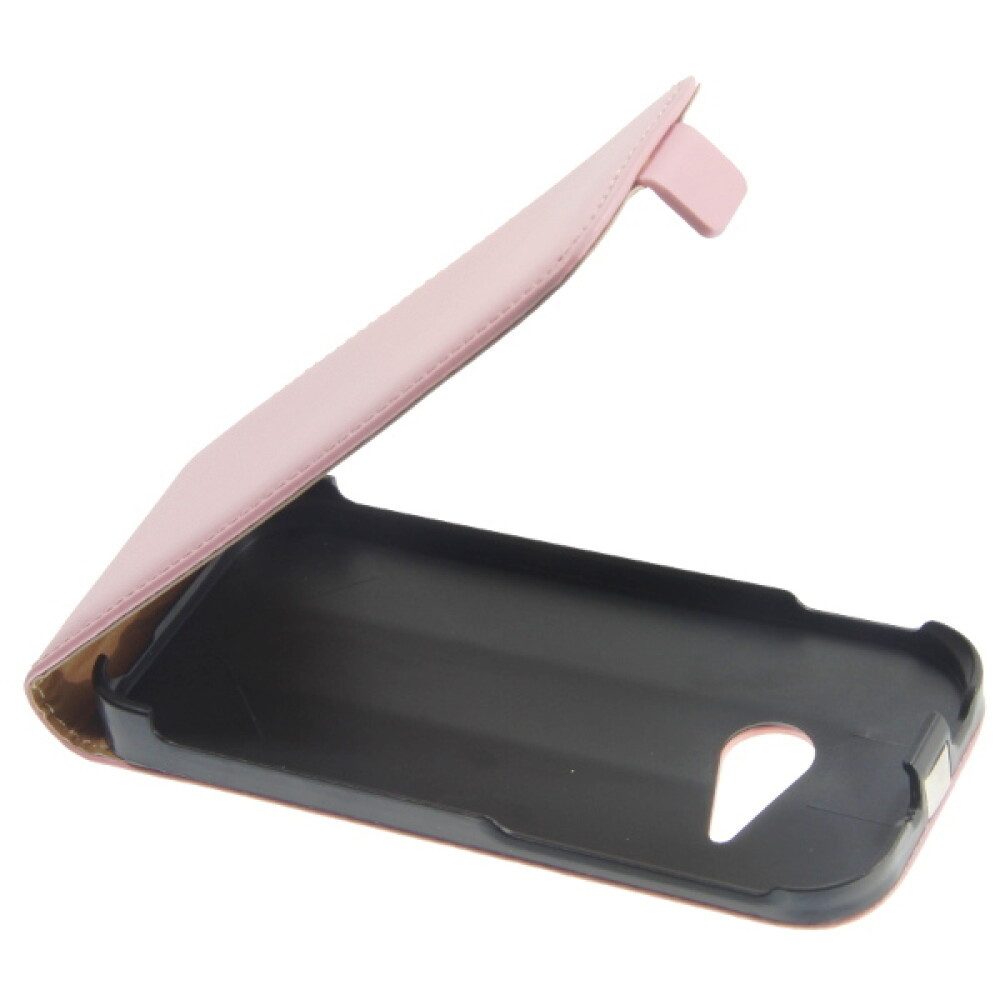 Handytasche Leder Flip Handyhülle für HTC M8 Mini Rosa Schutz Case (Flip Cover)