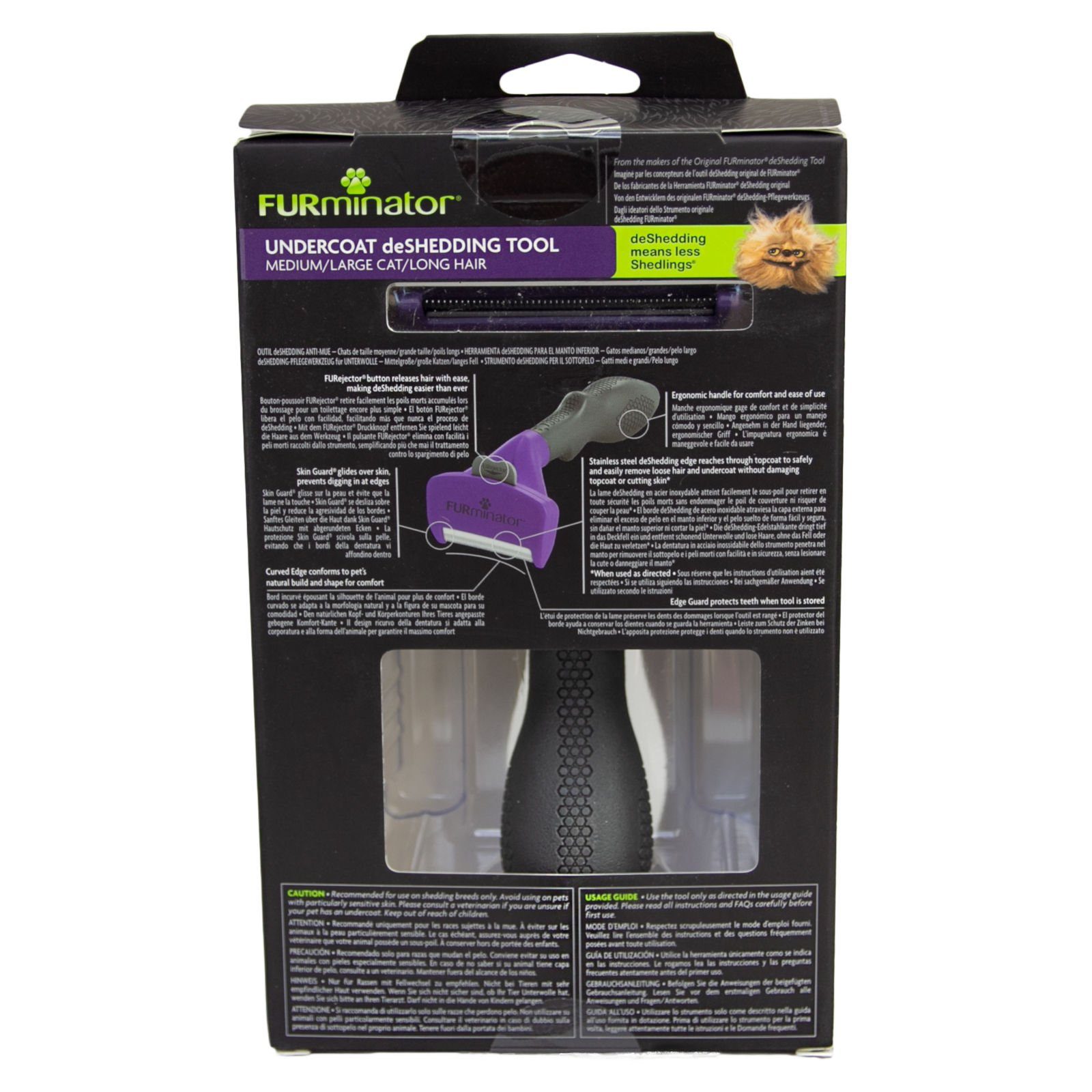 FURminator Fellbürste für langhaarige große Katzen, deShedding Pflege Werkzeug