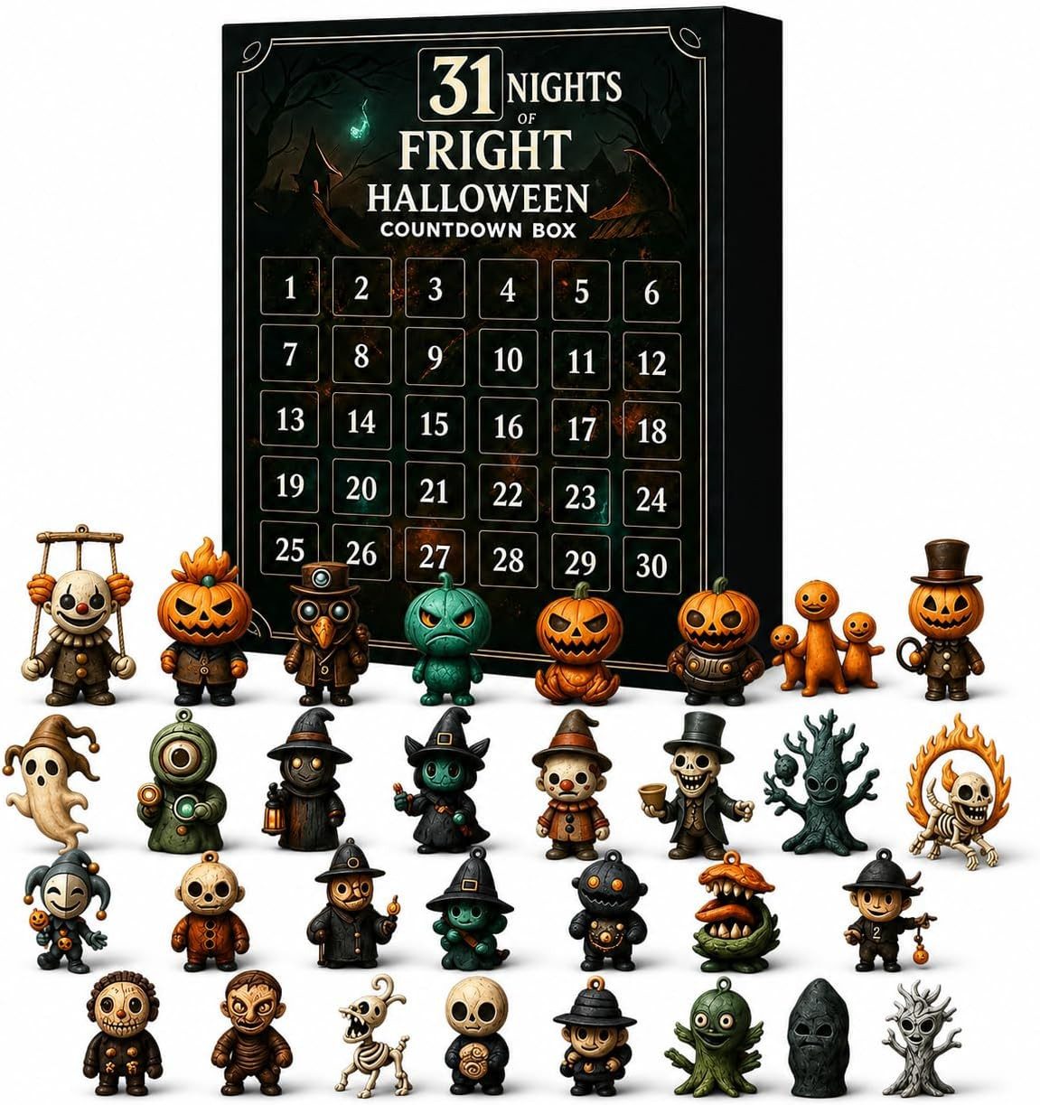 FELIXLEO Dekofigur Halloween Adventskalender 2026, 31 Tage Countdown mit 31 (1 St)