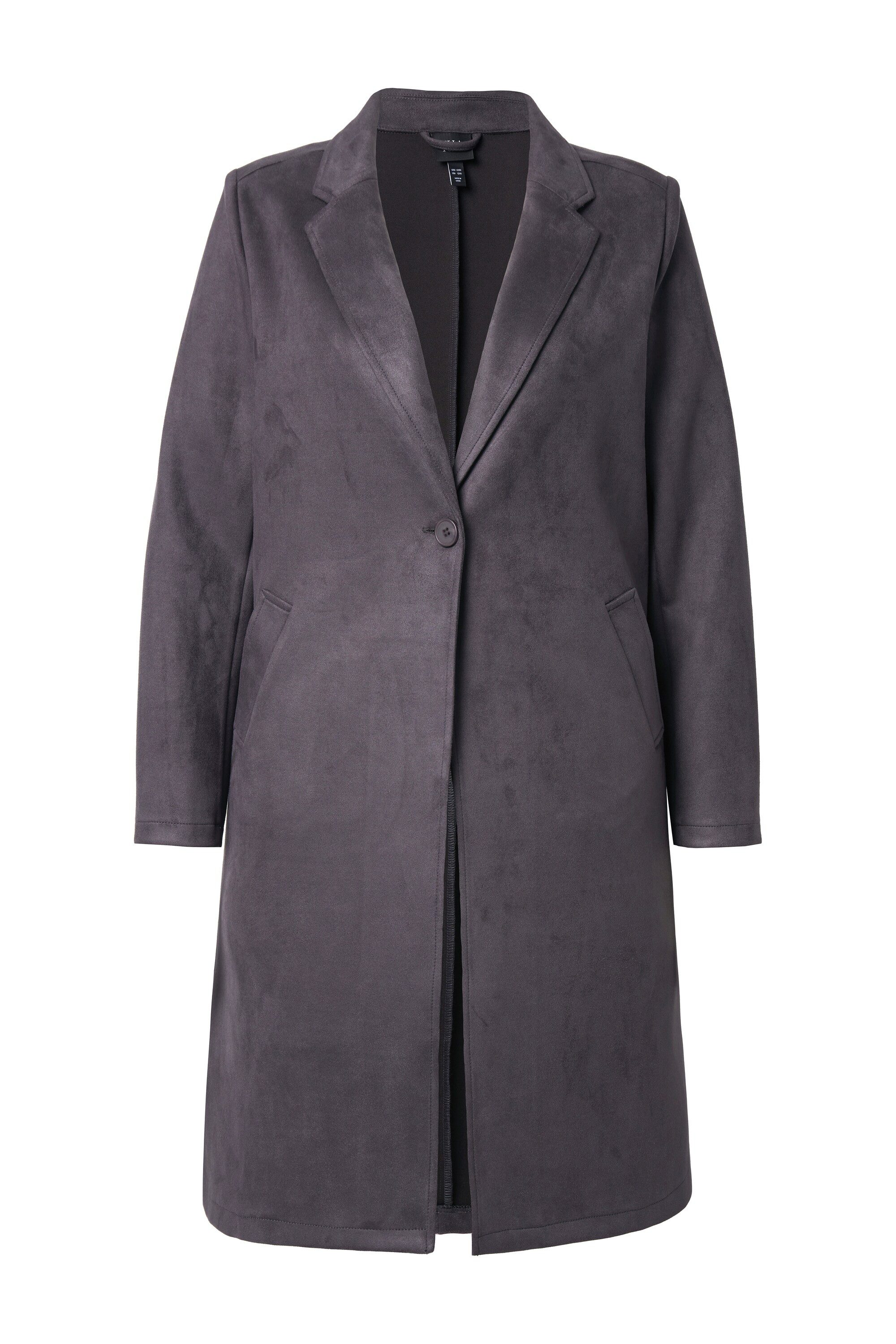 Ulla Popken Sommerjacke Velours-Longblazer Reverskragen Langarm günstig online kaufen