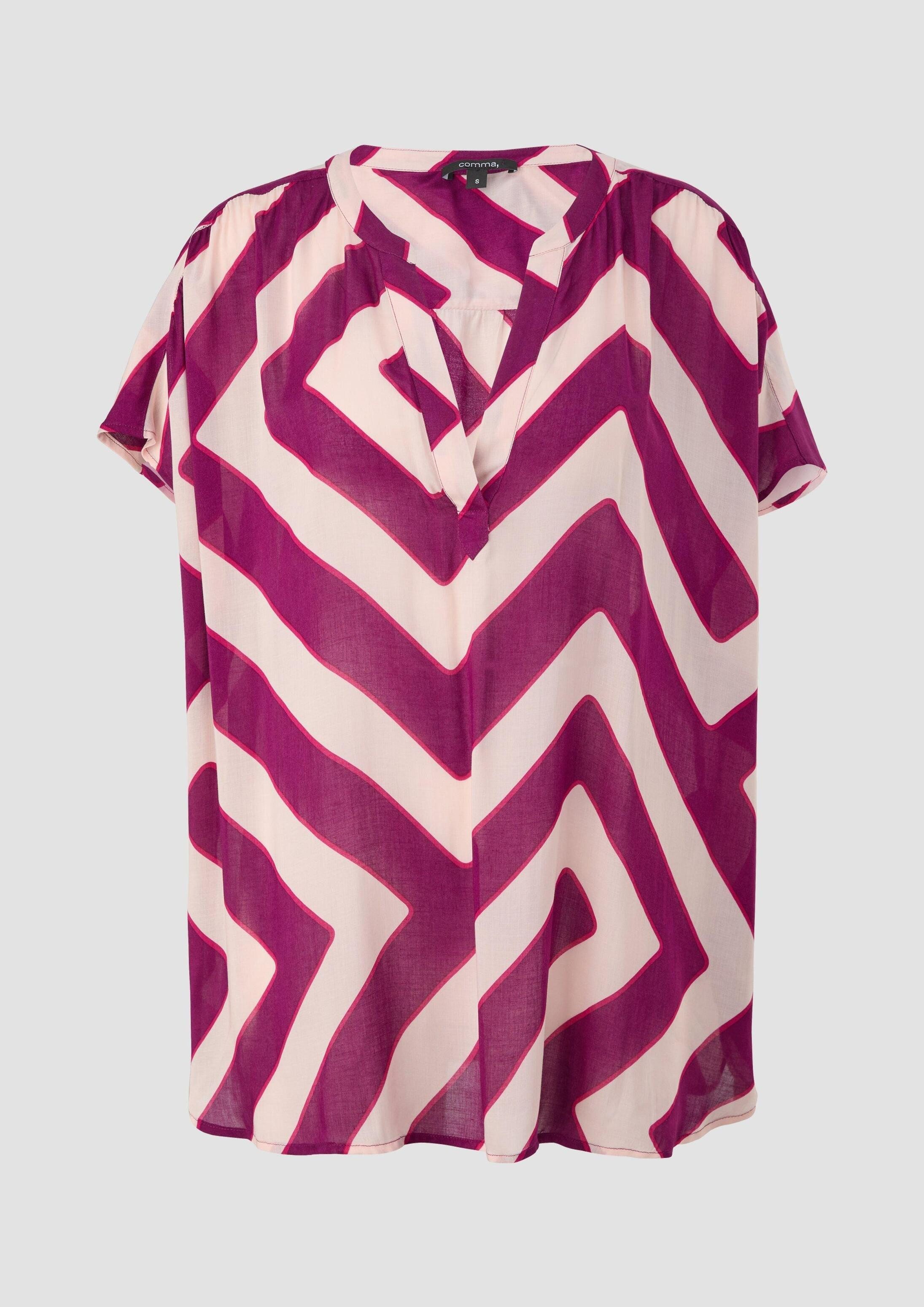 comma Kurzarmbluse Bluse Viskosebluse mit Raffung