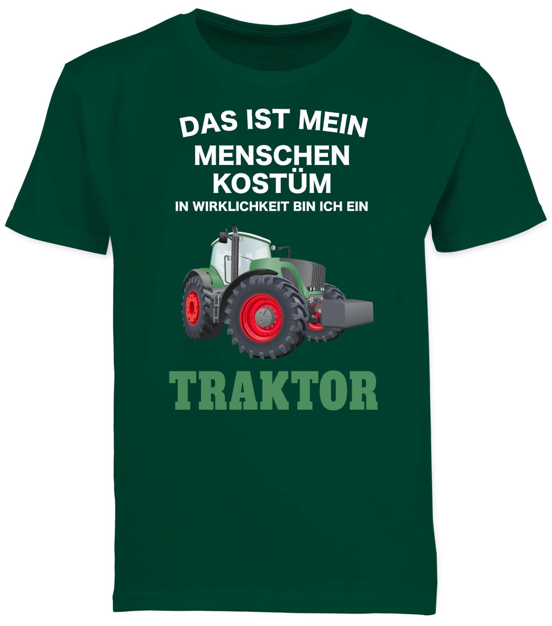 ist - & Tannengrün Traktor echt Kostüm T-Shirt Das Karneval Tra ich 1 Shirtracer in mein Trecker ein Menschen Fasching bin