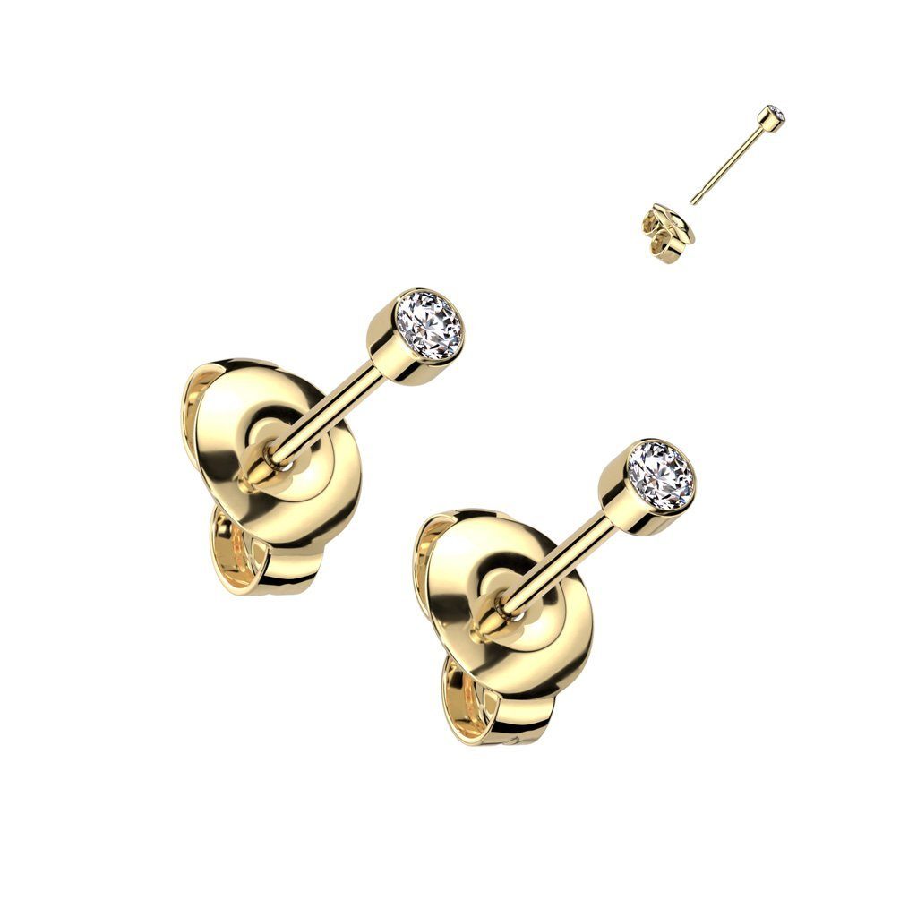 viva-adorno Paar Ohrstecker Titan Ohrstecker 3mm oder 5mm rund Zirkonia, Damen Mädchen Kristall Ohrringe – Bild 2 von 3