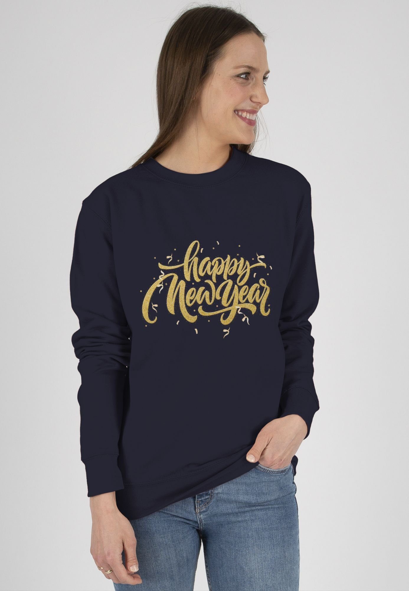 Shirtracer Sweatshirt Happy New Year I Frohes Neues Jahr I Silvester I Jahreswechsel (1-tlg) Silvester Erwachsene