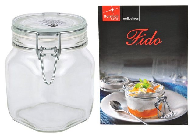 MamboCat Vorratsglas Einmachglas Bügelverschluss Original Fido 0,75L incl. Bormioli Rezeptheft