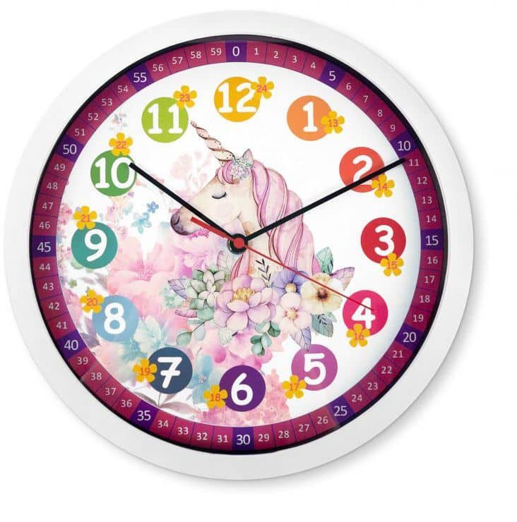 Wall-Art Wanduhr »lautlose Wanduhr Pferde Kinderzimmer Lernuhr Einhorn