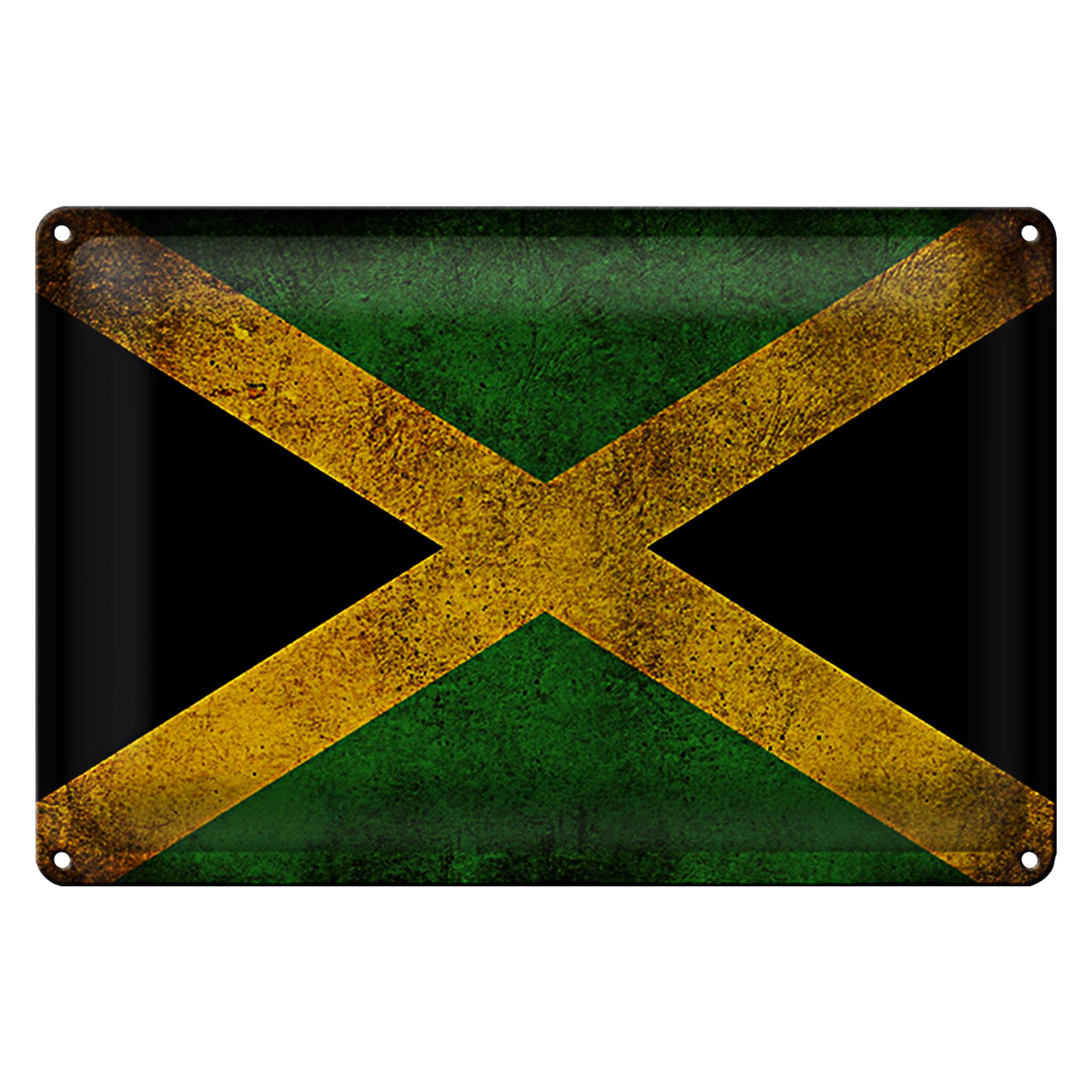 Roomando Metallschild Flagge 40x30cm Jamaika Fahne