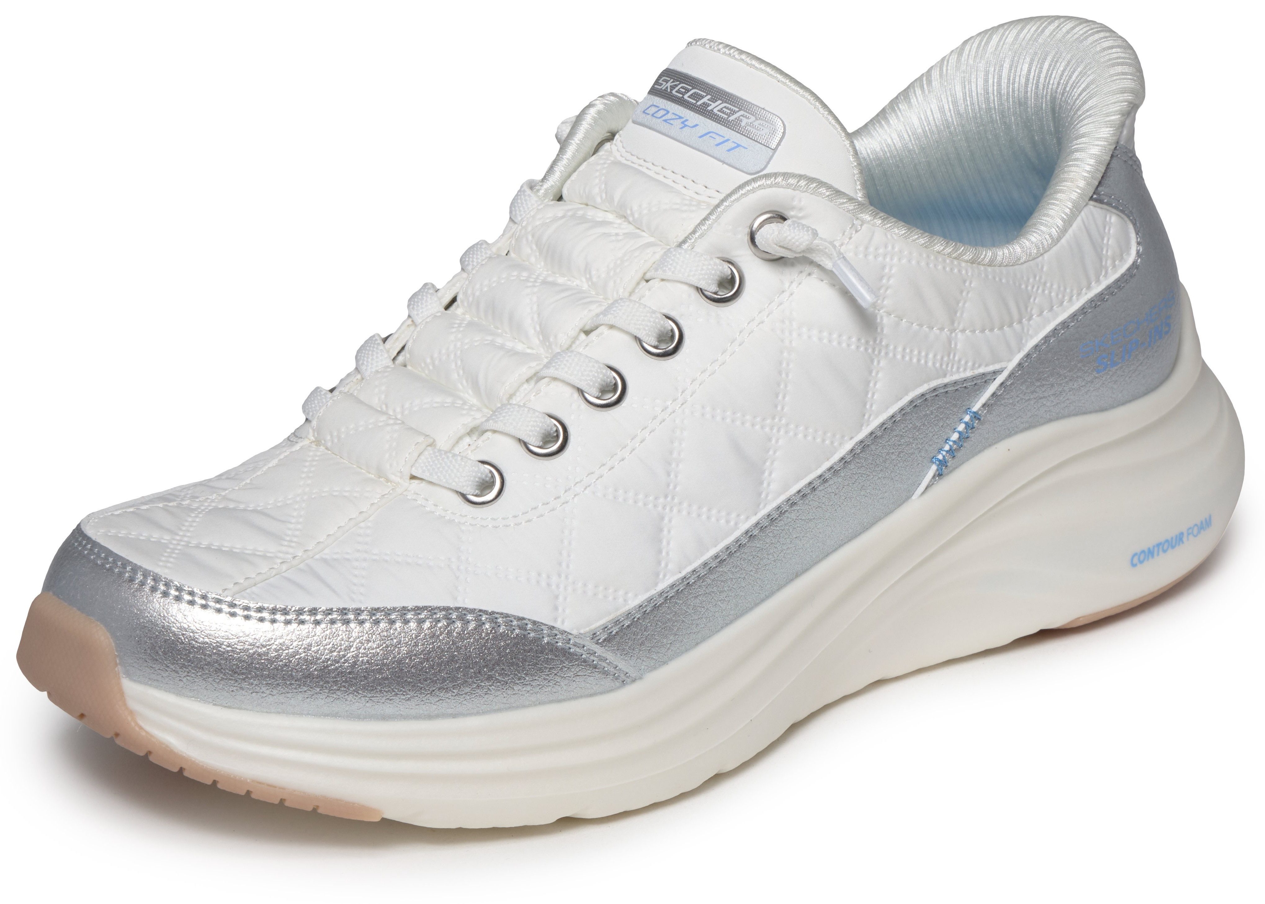 Skechers Contour Foam - Metallic Dream Slip-On Sneaker Schlupfschuh, Halbschuh, Freizeitsneaker mit Metallic-Besatz