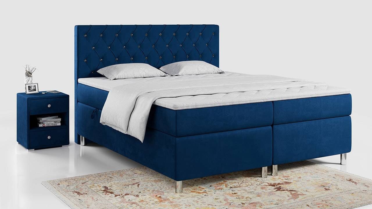 MKS MÖBEL Boxspringbett ROMA, mit Bettkasten, Doppelbett mit Multipocket-Matratze und Topper