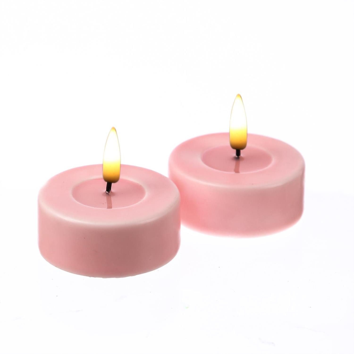 Deluxe Homeart LED-Kerze LED Maxi Teelichter Mia Deluxe flackernd Echtwachs D: 6,1cm rosa 2St. (2-tlg)