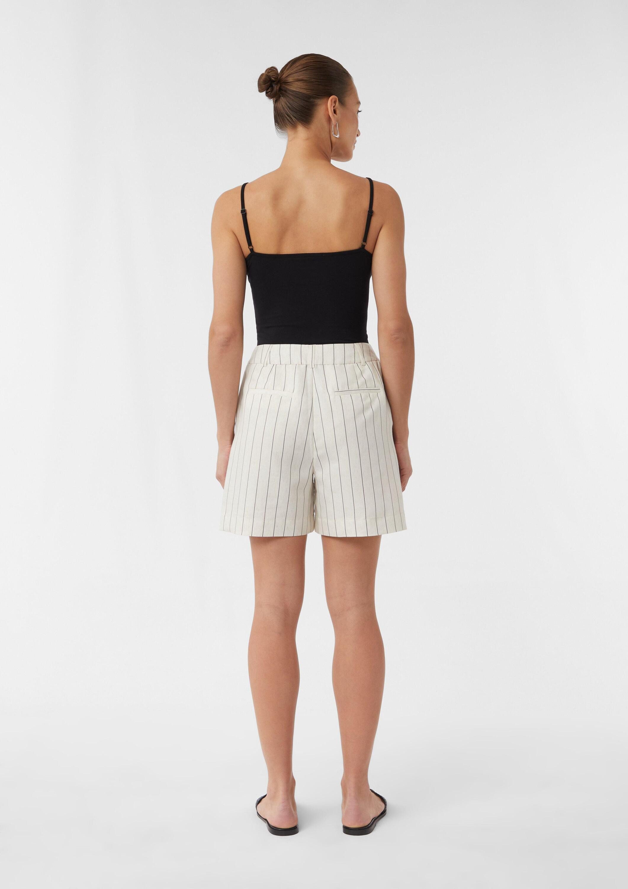 comma Shorts Hose Gestreifte Shorts aus Leinenmix