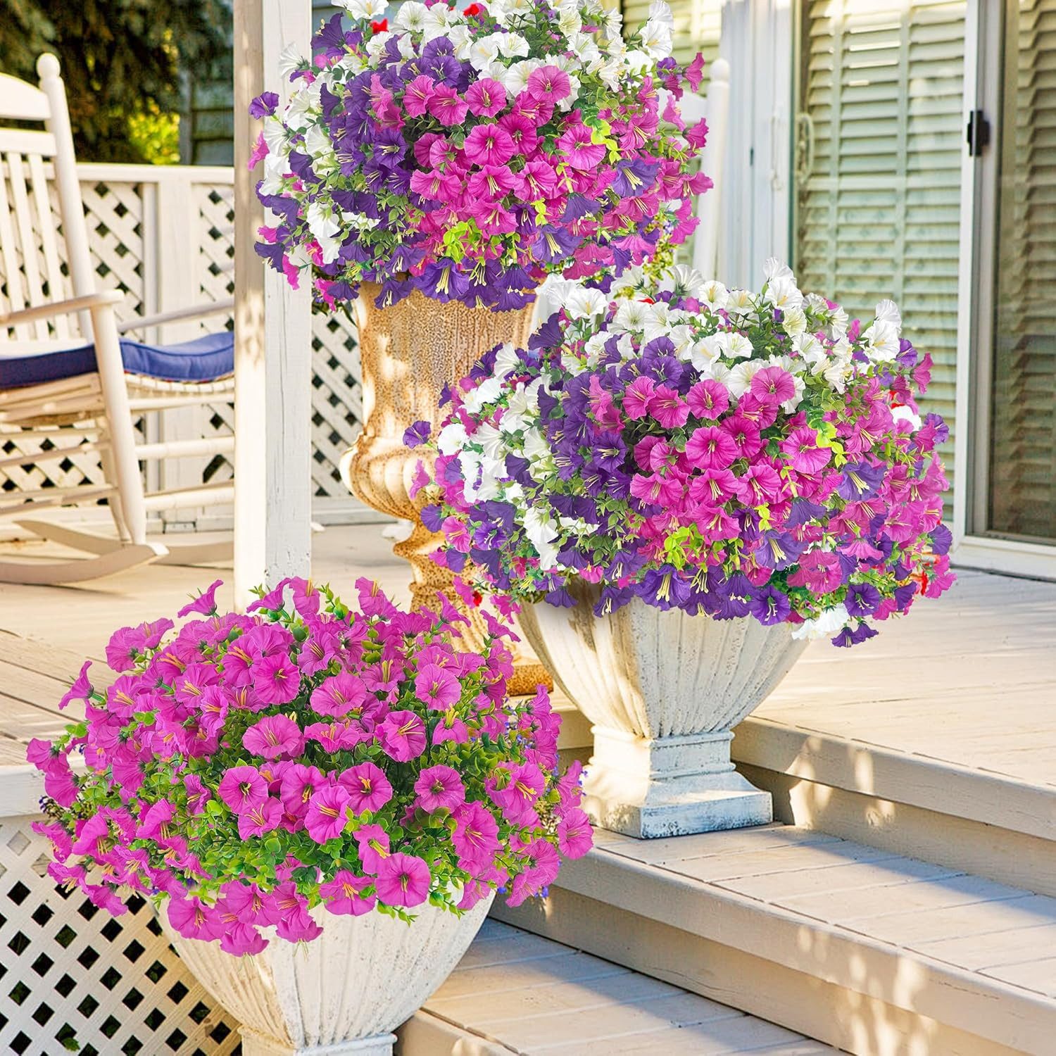 Kunstblumenstrauß 9er Set bunte künstliche Petunien für Balkon & Außenbereich, FOUORTUNATE-BEE, Künstliche Hängepetunien für Balkon- und Blumenkasten-Deko – Bild 5 von 5