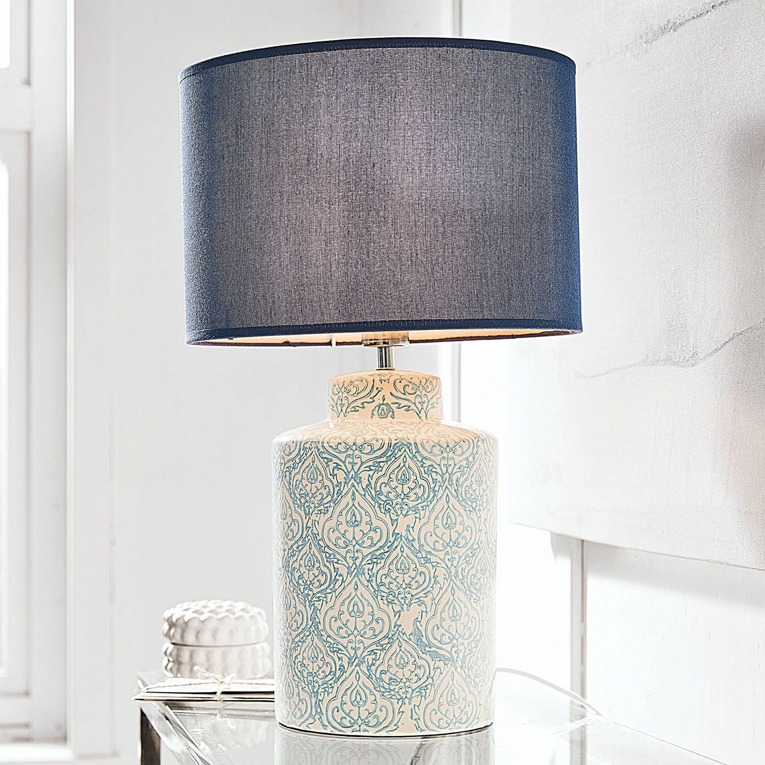Mirabeau Tischleuchte Tischlampe Bazas blau günstig online kaufen