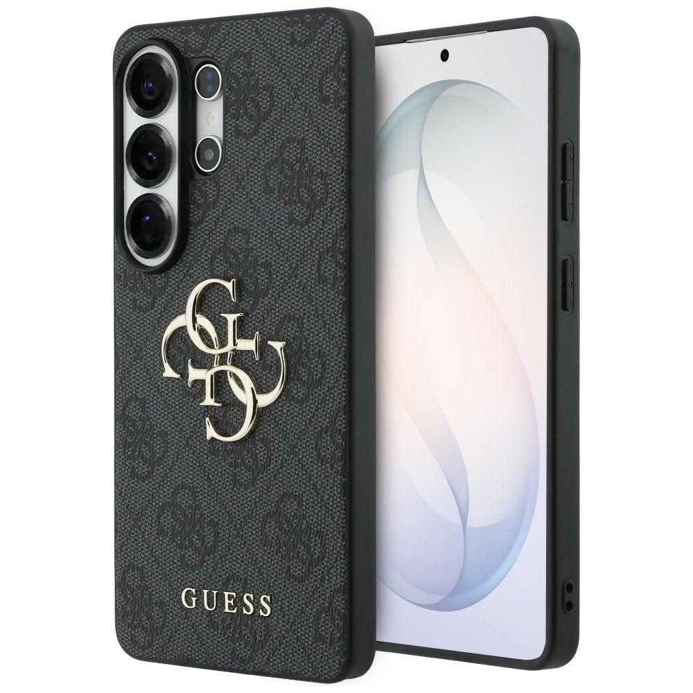 Guess Handyhülle Hülle grau Galaxy S26 Ultra Kunstleder Big Logo goldfarben Metall 6,9 Zoll, Kantenschutz