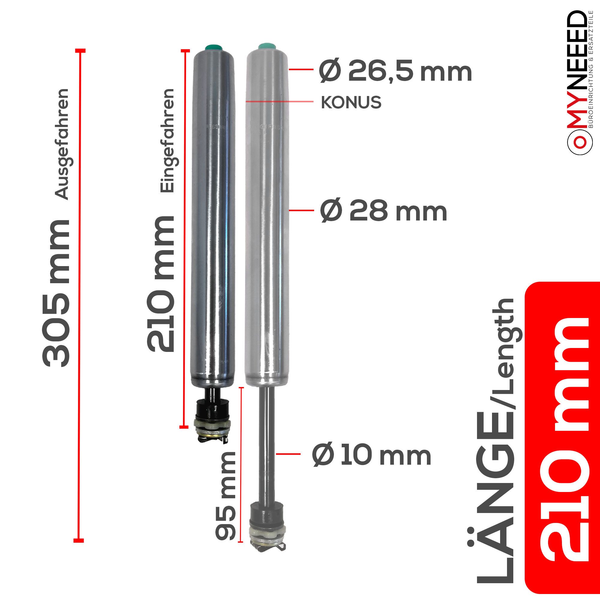 MYNEEED Bürostuhl Gasdruckfeder für Bürostuhl "Kompakt" günstig online kaufen