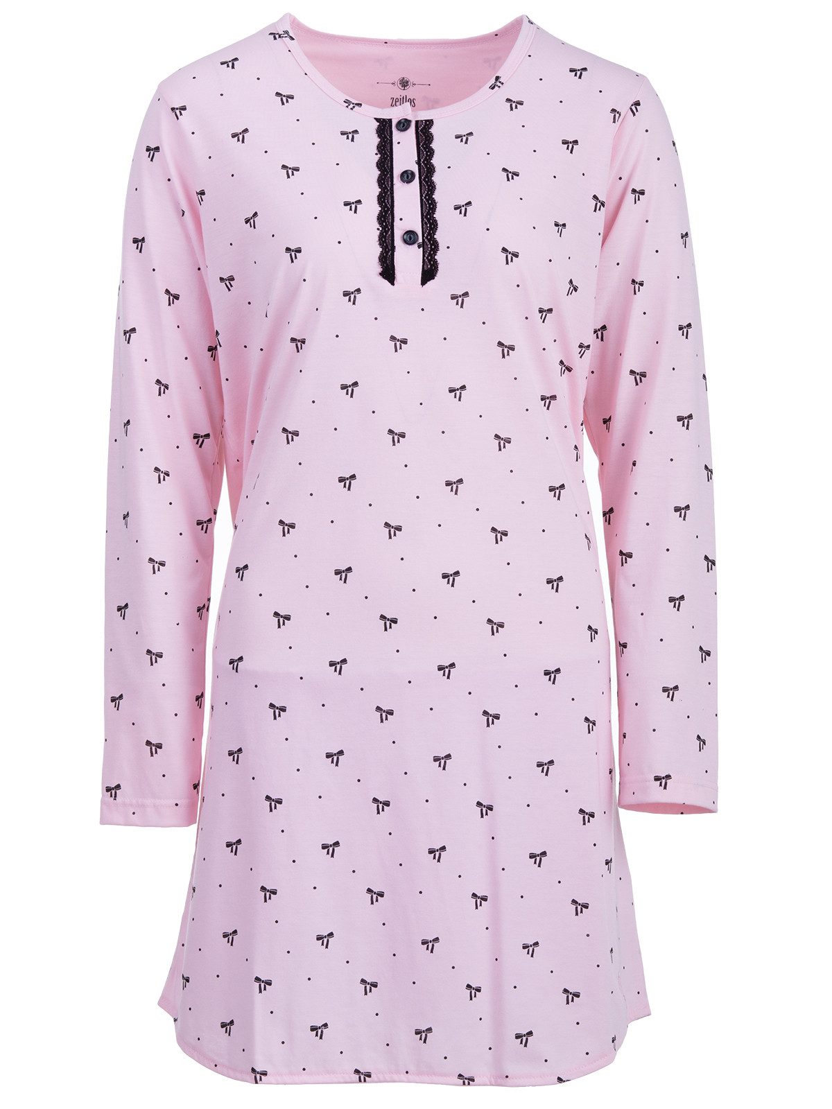 zeitlos Nachthemd Nachthemd Langarm - Marry Schleife & Spitze günstig online kaufen