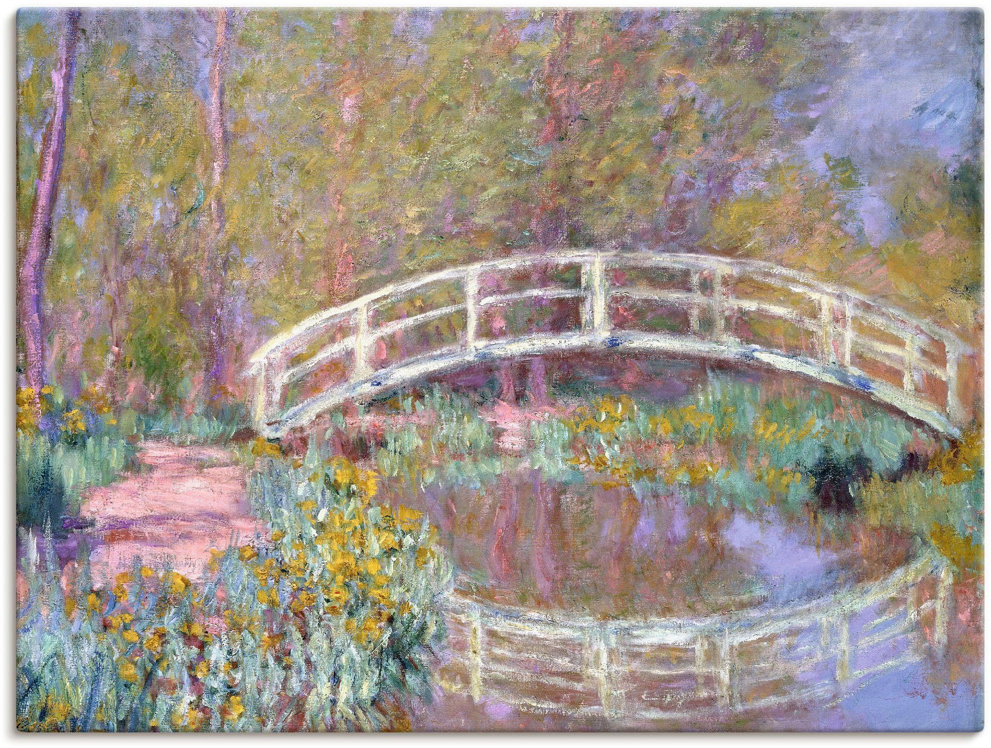 Artland Leinwandbild Brücke in Monets Garten, Gewässer (1 St), auf Holzrahmen gespannt