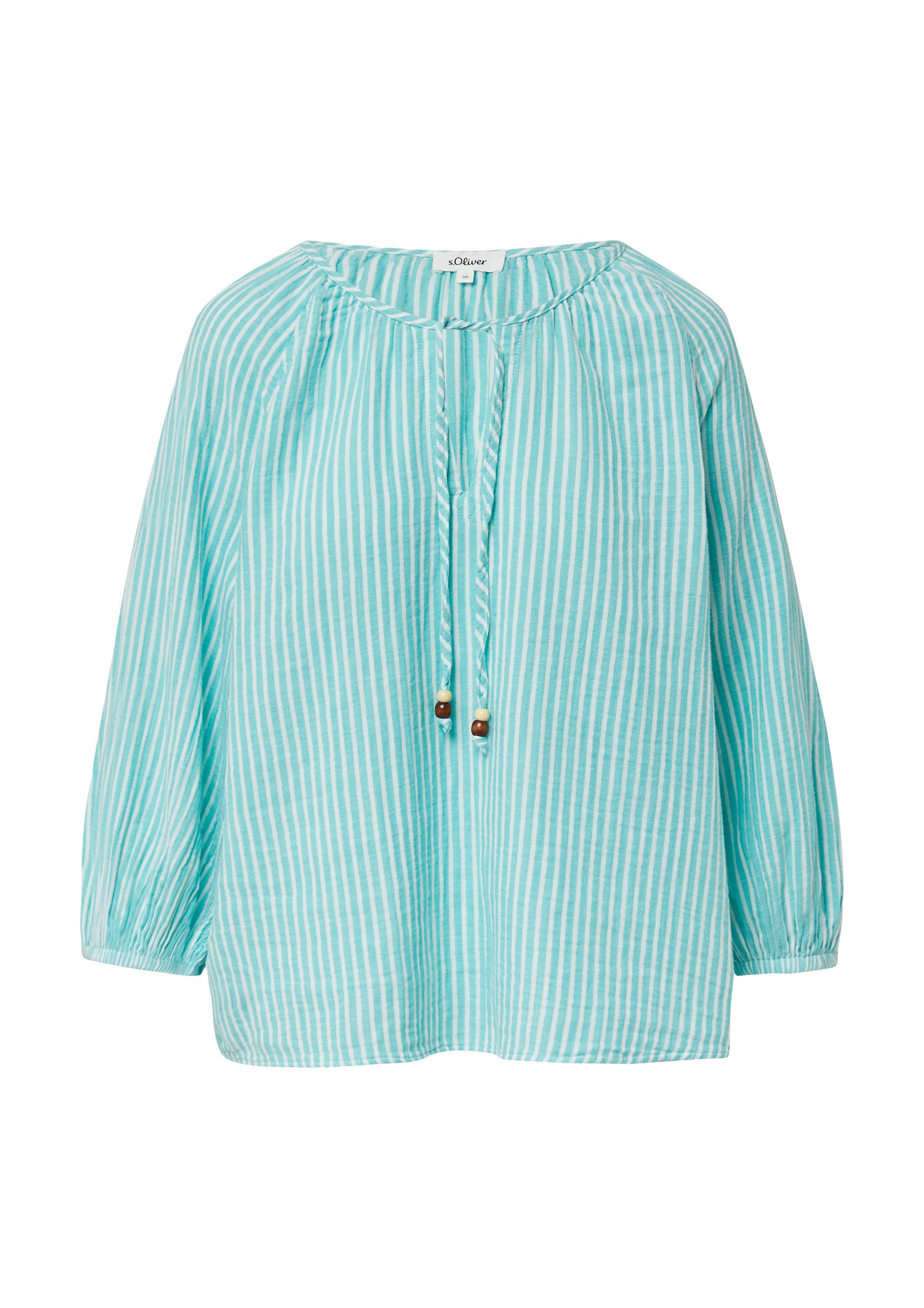 s.Oliver Kurzarmbluse Bluse Musselin-Bluse mit Raglanärmeln und Raffung günstig online kaufen