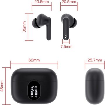 Btootos Bluetooth 5.3 Sport 4 Mikrofon LED-Anzeige HiFi Stereo wireless In-Ear-Kopfhörer (Bassverstärkung für Immersion., Bluetooth, mit 40 std Spielzeit ENC Lärmreduzierung Ohrhörer für Arbeit & Studium)