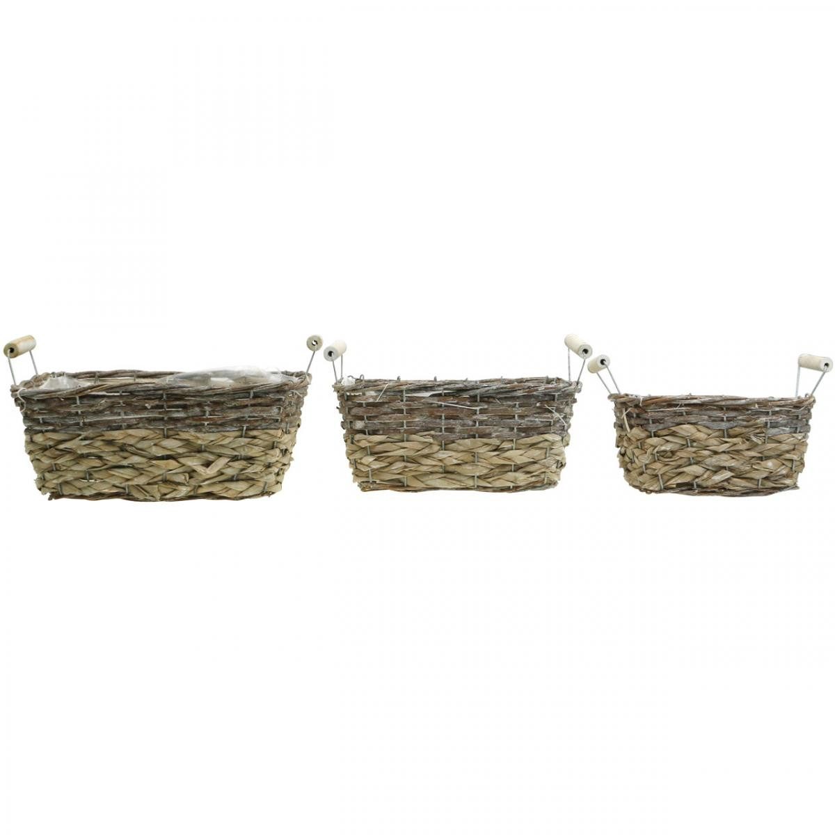 Florists Products Dekokorb 3er-Set Pflanzkorb Shabby Chic Weiß gewaschen - Naturgefäß