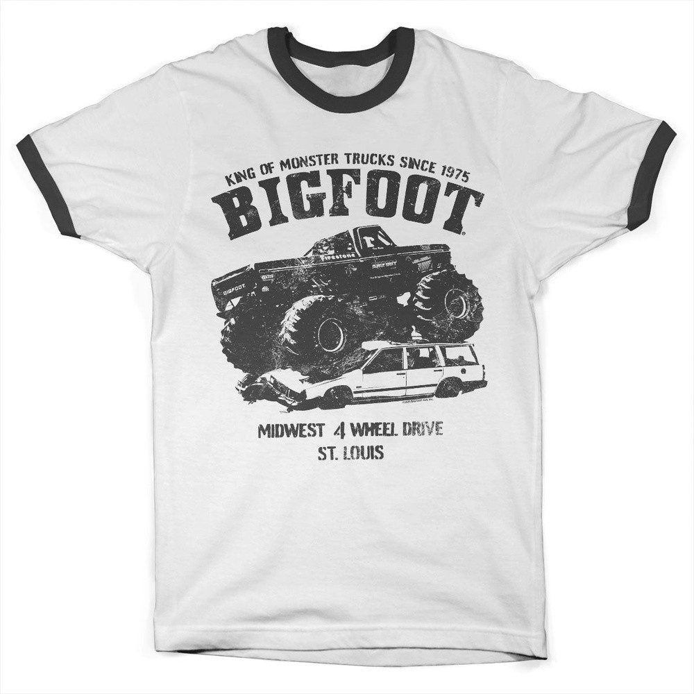 Bigfoot T-Shirt Monster Car Crush Ringer Tee