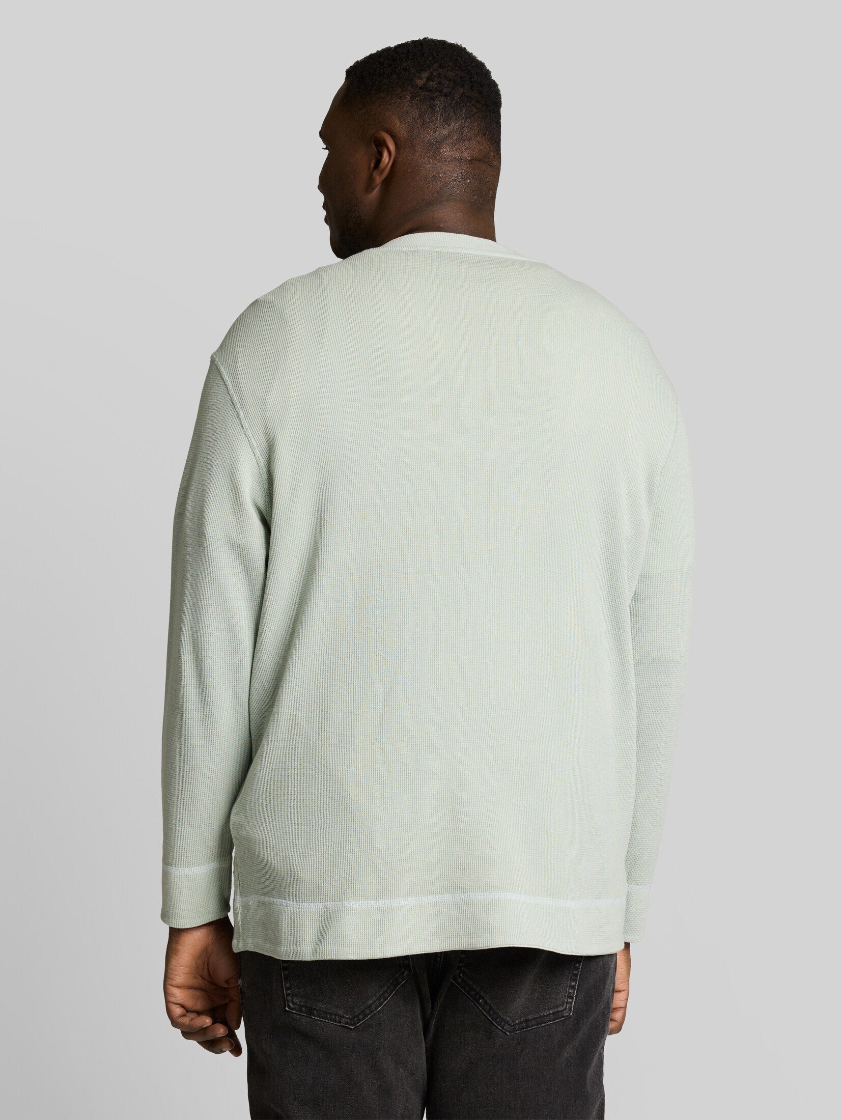 TOM TAILOR PLUS Langarmshirt T-Shirt Plus Size - Henley Langarmshirt mit Waffelstruktur